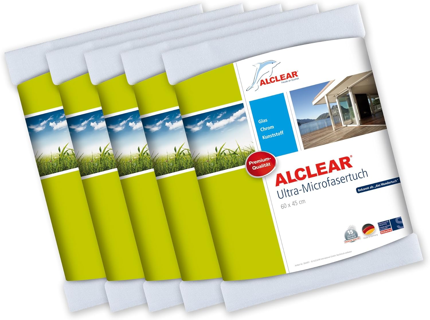 5er Set ALCLEAR Ultra-Microfaser Fenstertuch Scheibentuch 60x45 cm wei ...
