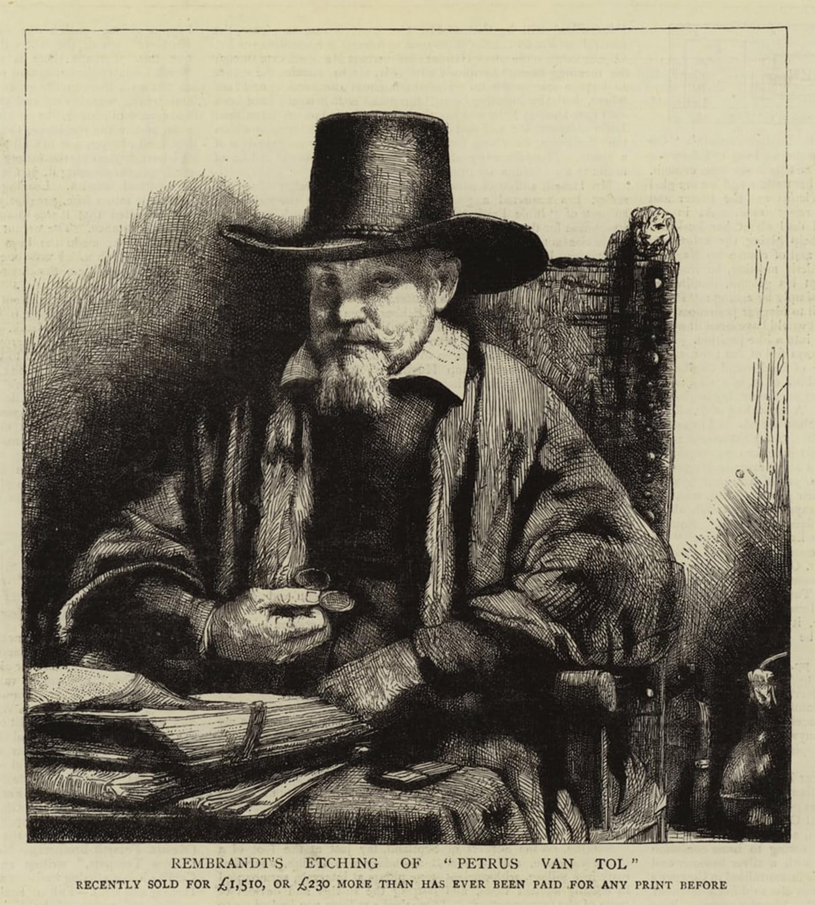 POSTERIIk Famous Animal Posters Vintage Picture Rembrandt's Etching of petrus van tol by Rembrandt van Rijn Modern Wall Decor for Home Decor 60x90cm
