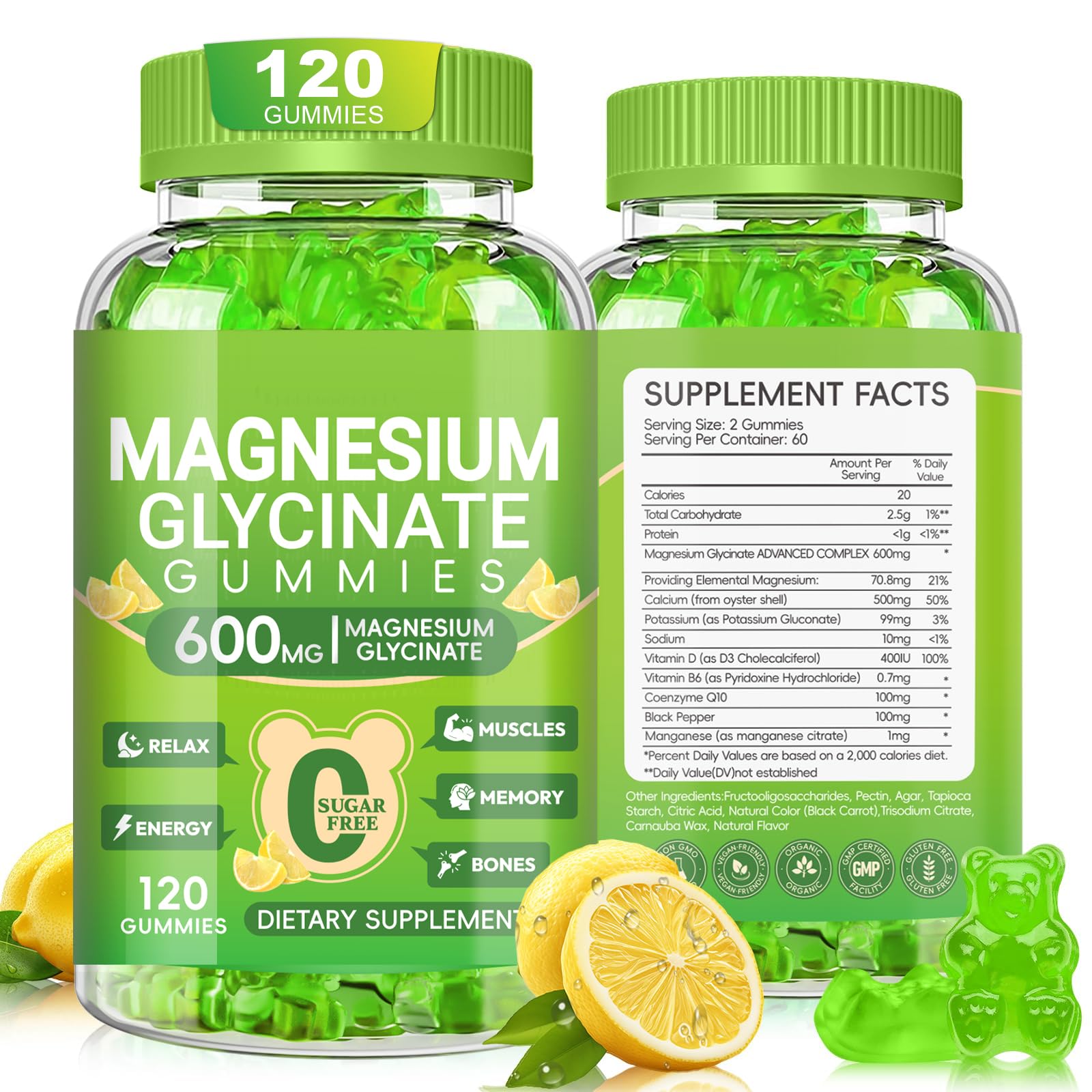 Magnesium Glycinate Gummies 600mg, Chewable Sugar Free Magnesium Gummies — Amazon image 9