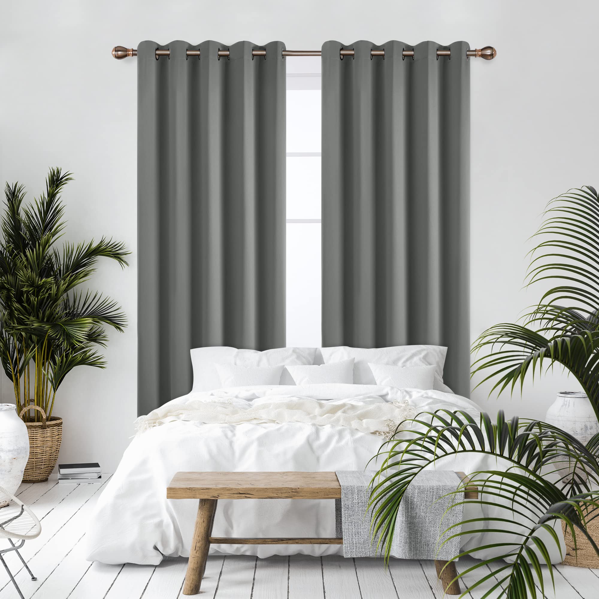 Deconovo Blackout Curtains Bedroom Super Soft Thermal Insulated Curtains Blackout Eyelet Blackout Curtains for Living Room 66 x 84 Inch Light Grey 2 Panels - Image 3