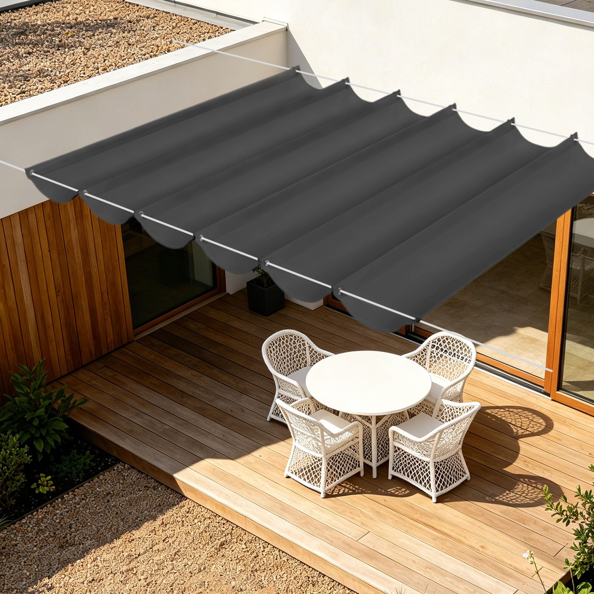 Voile ombrage rétractable vague pare soleil jardin balcon étanche 150x280