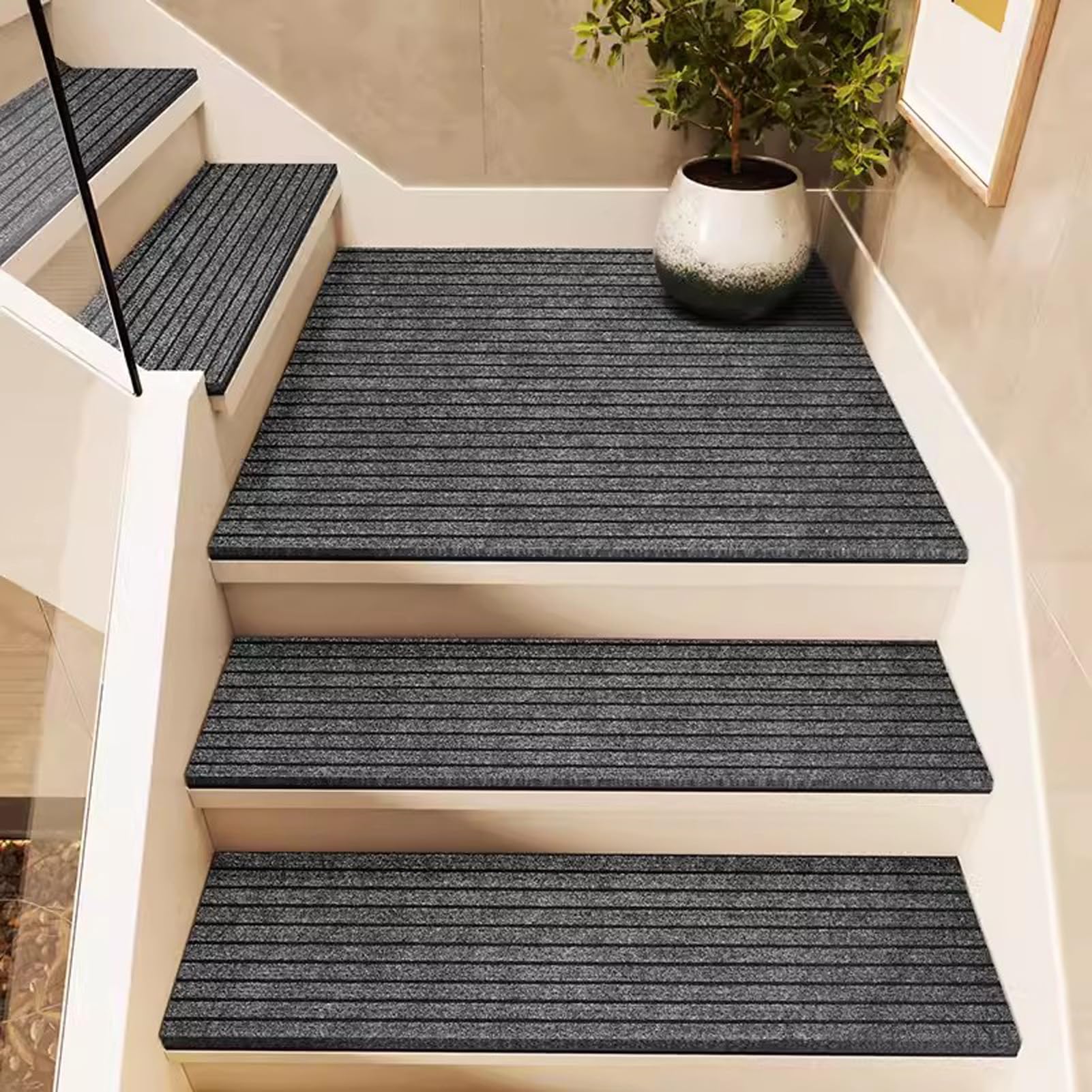 uoXHFdh Non Slip, Indoor Rug Stair Runners Treads, Mats, Rugs for Kids and Dogs, 5pcs(Coffee,26x80cm)