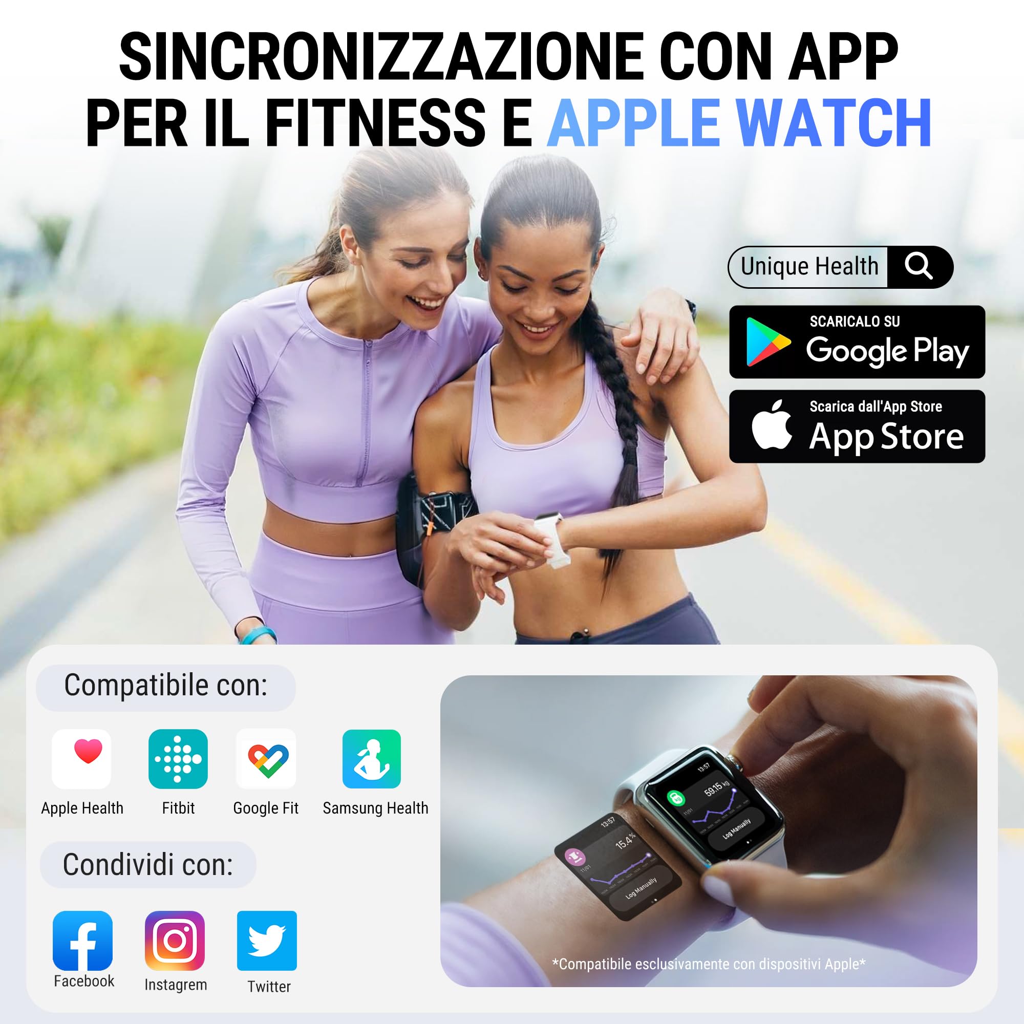 ACCUWEIGHT Bilancia Pesapersone Digitale Bilancia intelligente 180KG con Analisi Corporea e APP Bilancia BIA Impedenziometrica Bilancia Massa Magra e Grassa Misura BMI Frequenza Cardiaca