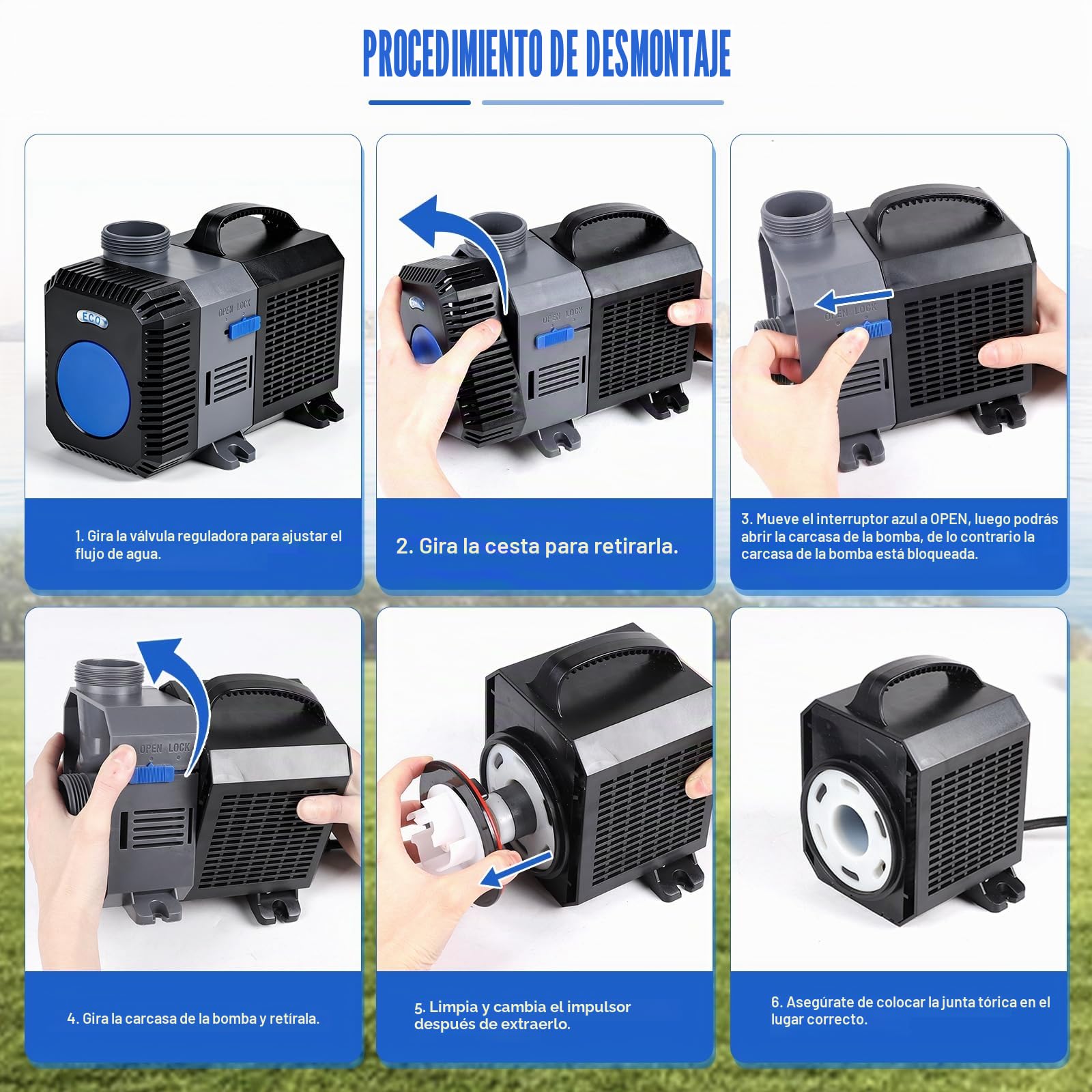 EXLECO Super Eco Bomba para Estanque Anfibia 14000L/H 120W Filtro Pecera, Bombas de Agua Sumergible, Bomba para Fuente Jardín, Filtro Acuario para Acuario y Estanque, CTP-14000