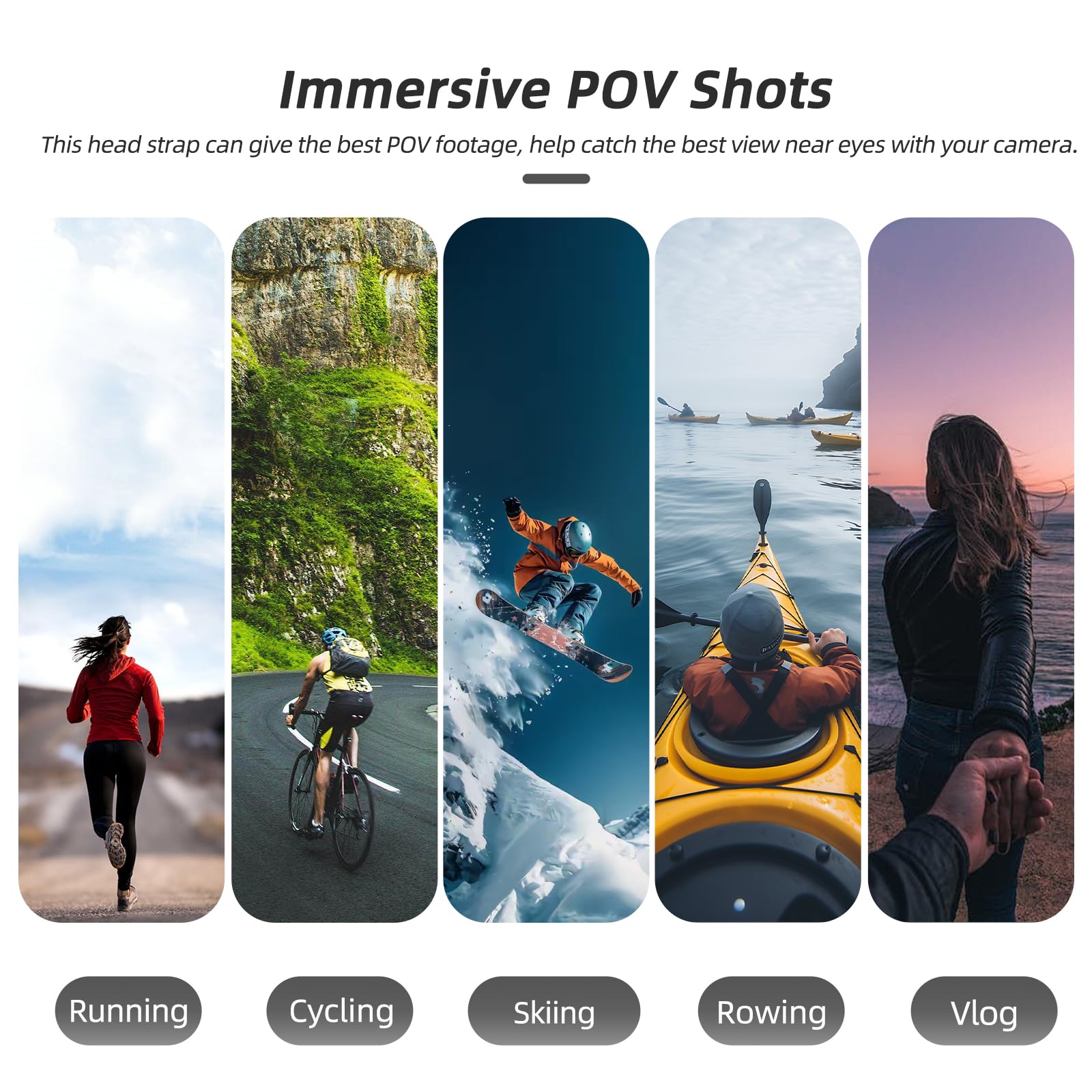 Soporte Arnés para Cabeza Compatible con dji Osmo Nano, Rotación de 360° Ajustable Horizontal-Vertical, Sujeción Manos Libres para Deportes al Aire Libre, Running, Ciclismo, Esquí, Vlogging