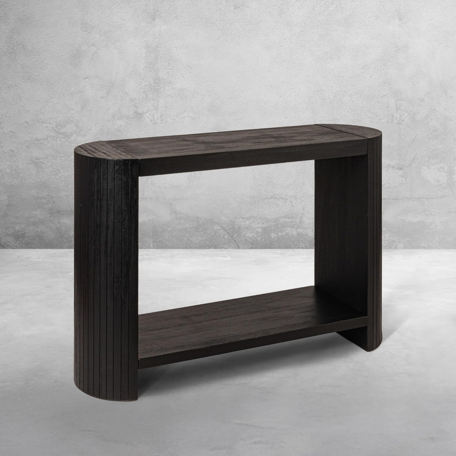 Creative Co-Op Modern Black Rounded-Edge Console Table