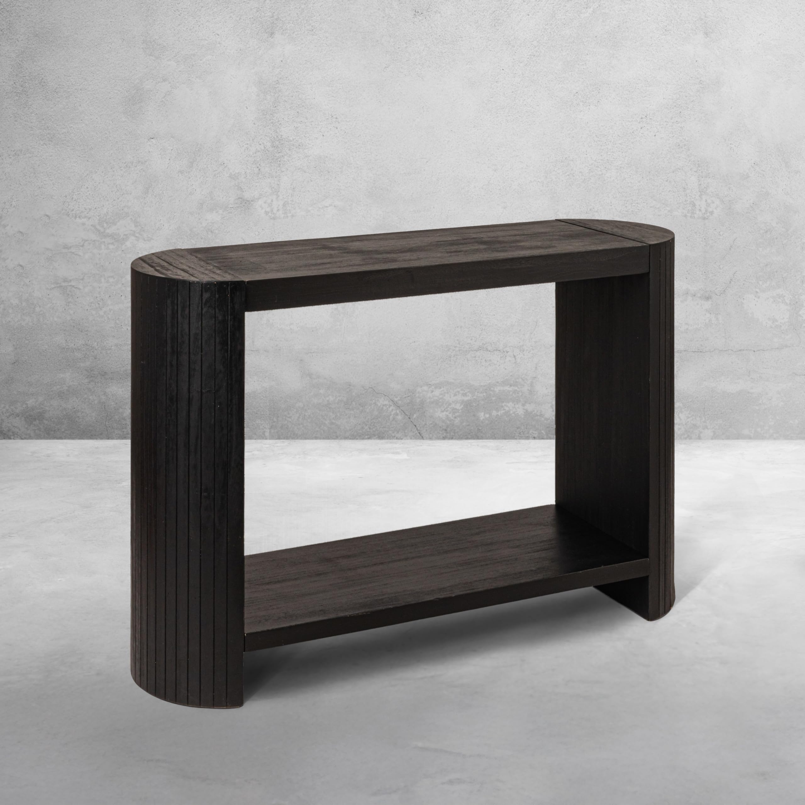 Creative Co-Op Modern Black Rounded-Edge Console Table