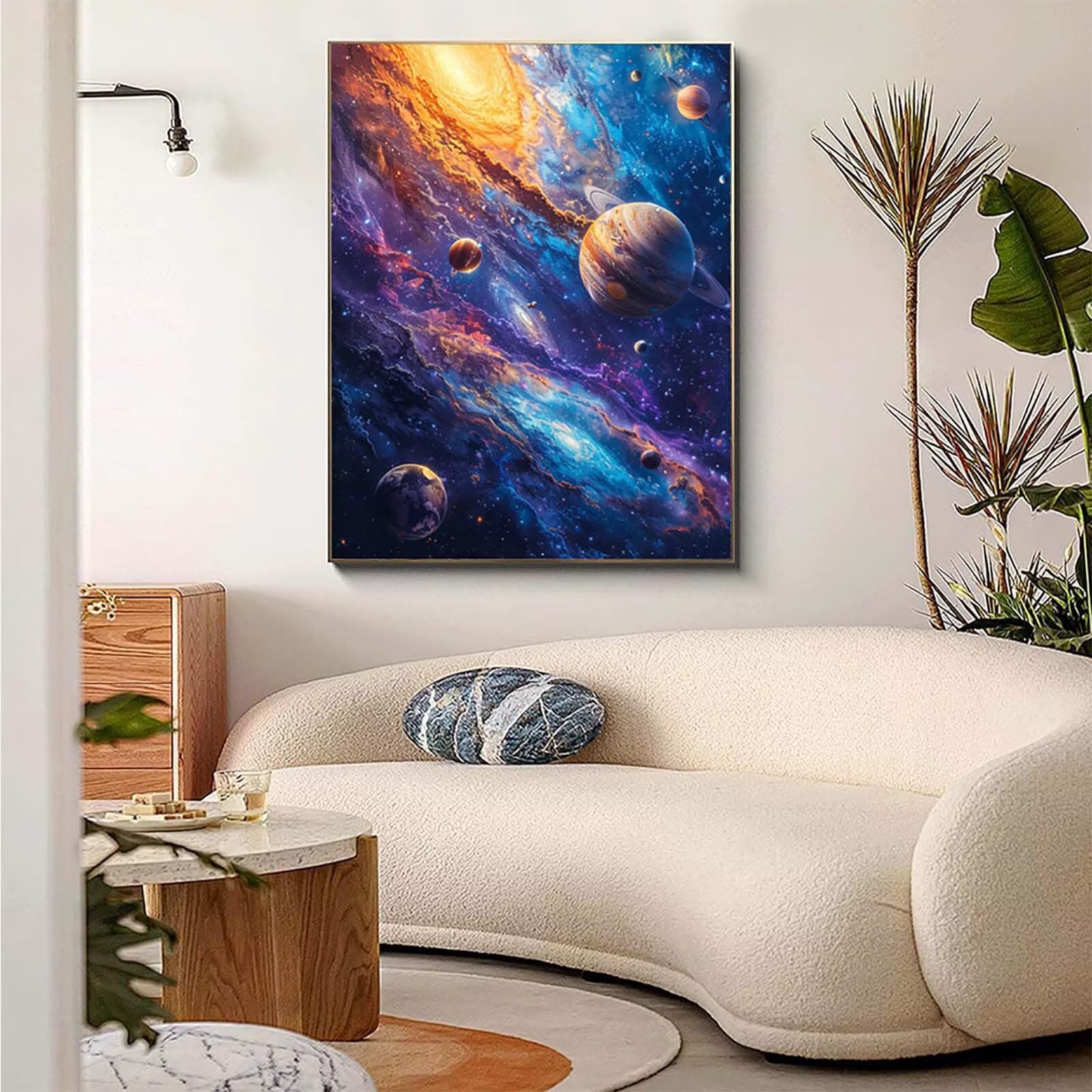 Purple Dinosaur Paint By Number Kit For Adults – Outer Space Astronaut Canvas, 16x20 Inch, Acrylic Paint Set