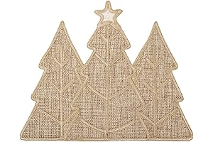 Christmas Placemats Set of 4, Rustic Burlap Holiday Table Decor