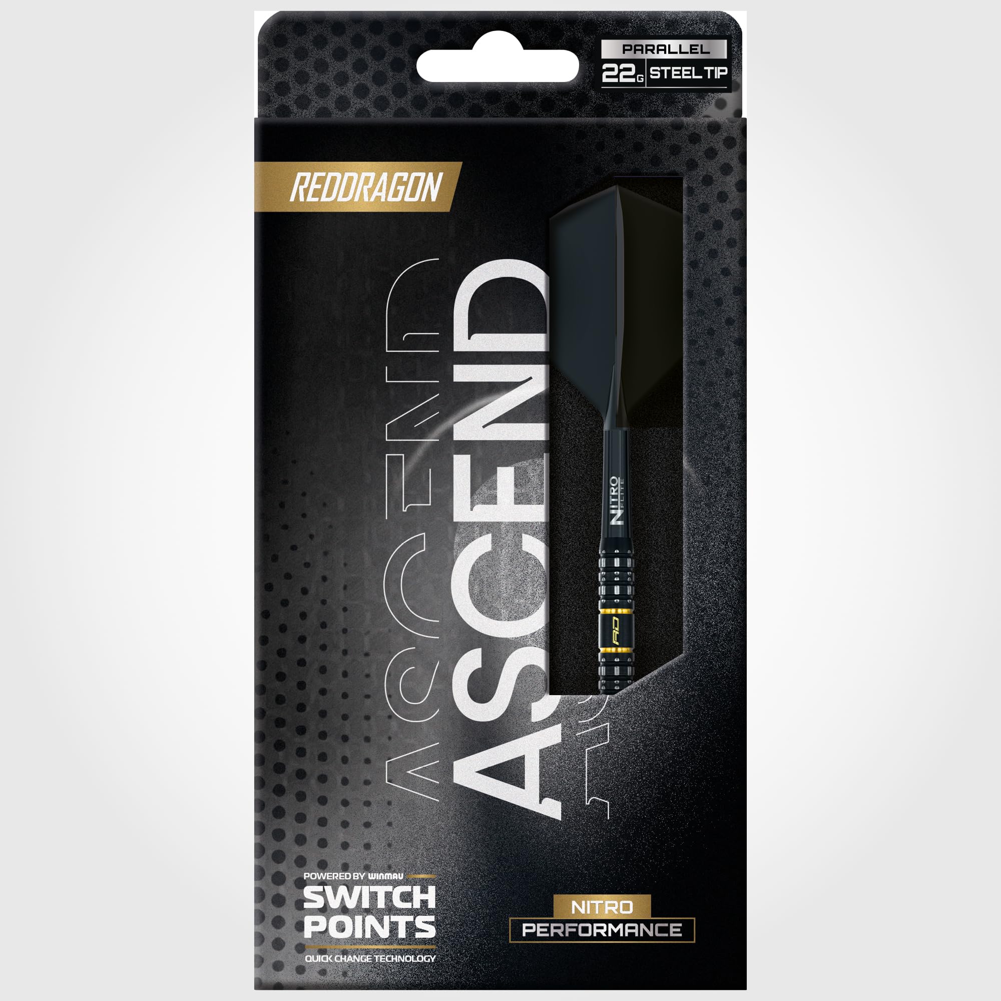 RED DRAGON Freccette – Ascend Switch Points Series 23g | Powered by Winmau | Parallele | 90% Tungsteno Freccette Professionali - NitroFlite Integrated Flight/Shaft | Freccette con punta in acciaio e