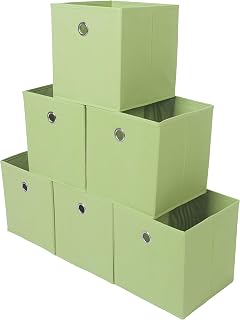 Amelitory Storage Bins Foldable Cube Organizer Fabric Drawer Set of 6 Green