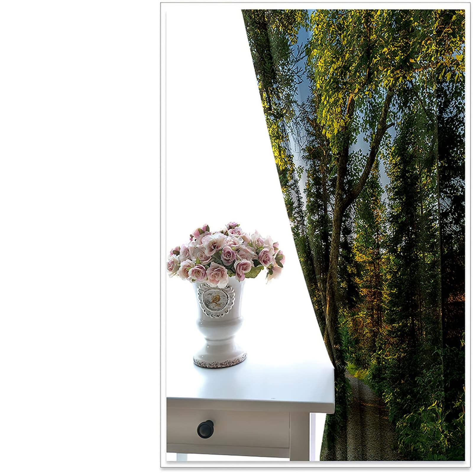 Gualiy Rideaux Opaques Chambre, Rideau Salon Thermique Sentier Forêt et Paysage Ensoleillé Rideau Lot de 2 132x244cm