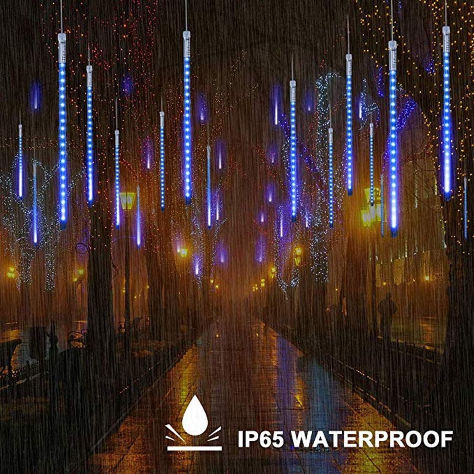 SCOZIA Luces de Lluvia Que Caen de Navidad 80 cm 8 Tubos 576 LED IP65 Luz de Navidad LED a Prueba de Agua Luces de Lluvia de meteoritos para Bodas al Aire Libre Jardín Árbol Decoración del Hog