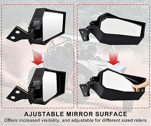Miniatura 3 de SAUTVS Espejos laterales retrovisores ajustables para Yamaha YXZ 1000, espejos laterales traseros transparentes plegables para Yamaha YXZ 1000R