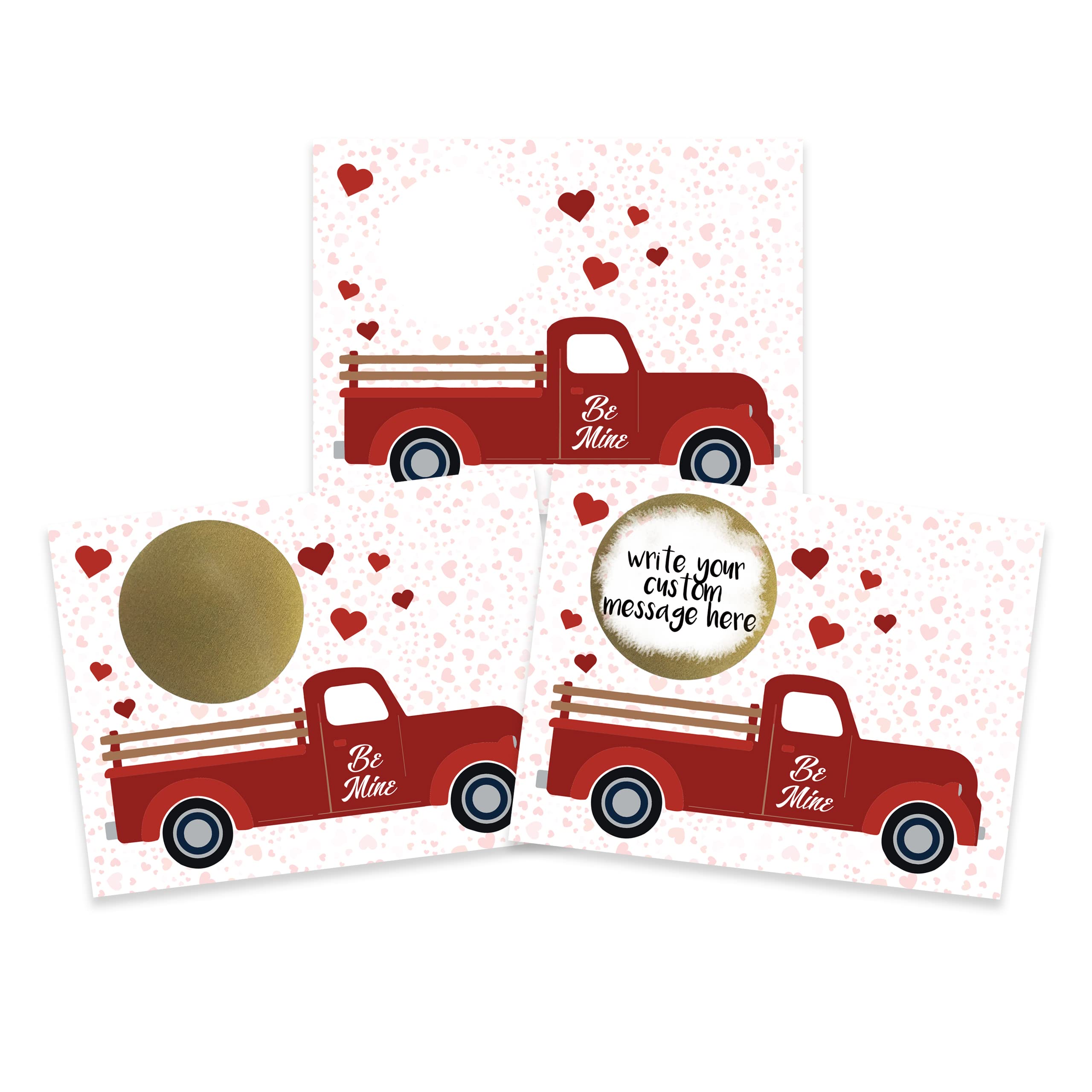 My Scratch Offs - 20 Pack Be Mine Valentine's Truck DIY Scratch Off Cards with Stickers, 3x4 Inch Customizable Love Notes for Classroom Exchange, Teacher Rewards &amp; Party Favors for Valentine's Day
