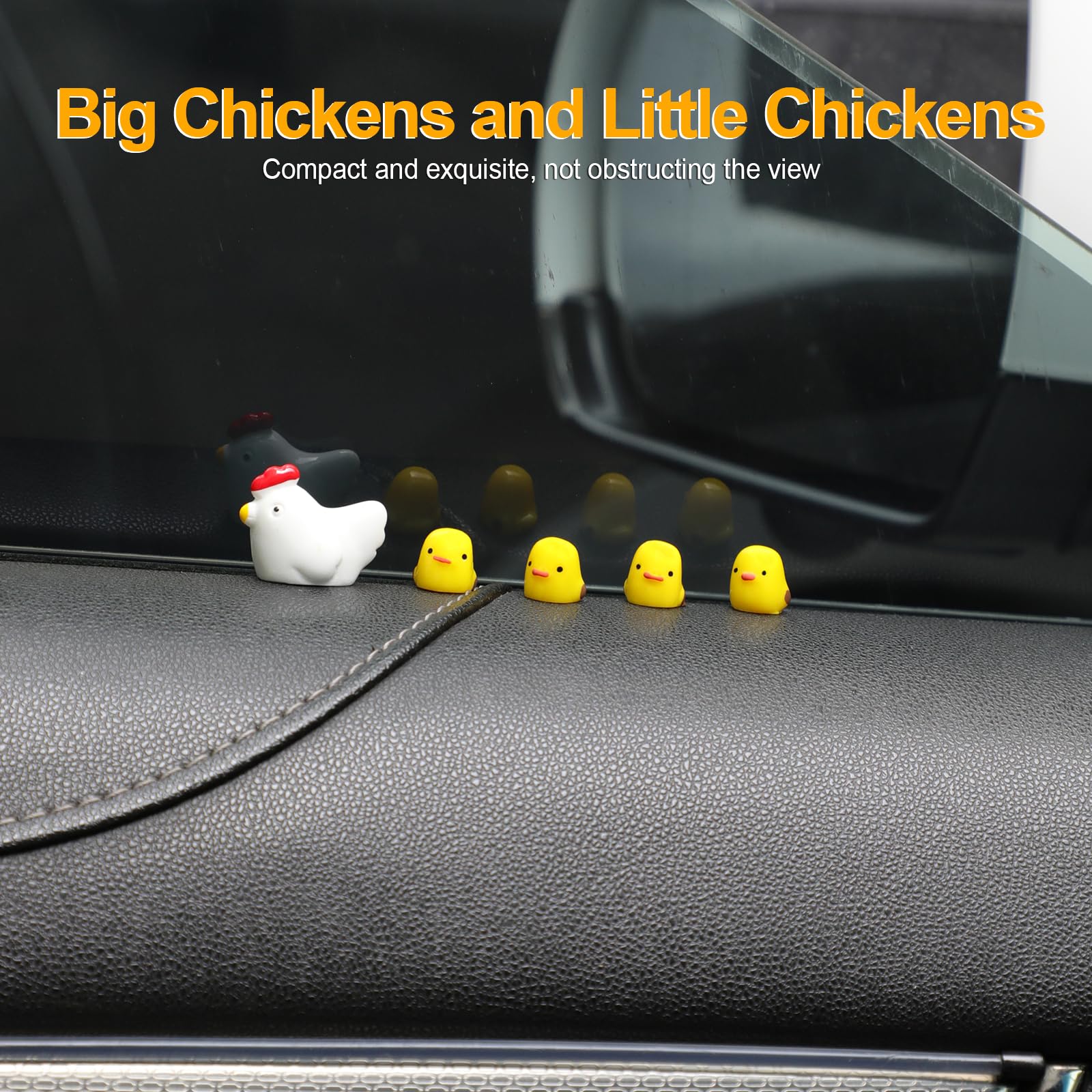 Mini Chickens Car Dashboard Decors 20 Pieces Cute Rearview Mirror Ornaments Funny Interior Car Accessories for Automotive Window — view 5