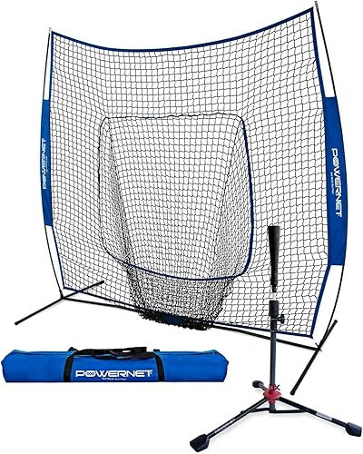 Vista 12 de PowerNet Baseball Softball Practice Net 7x7 with Baseball Accessories for Practice Pitching, Batting & Fielding, Ball Caddy, Weighted Baseballs, Tee