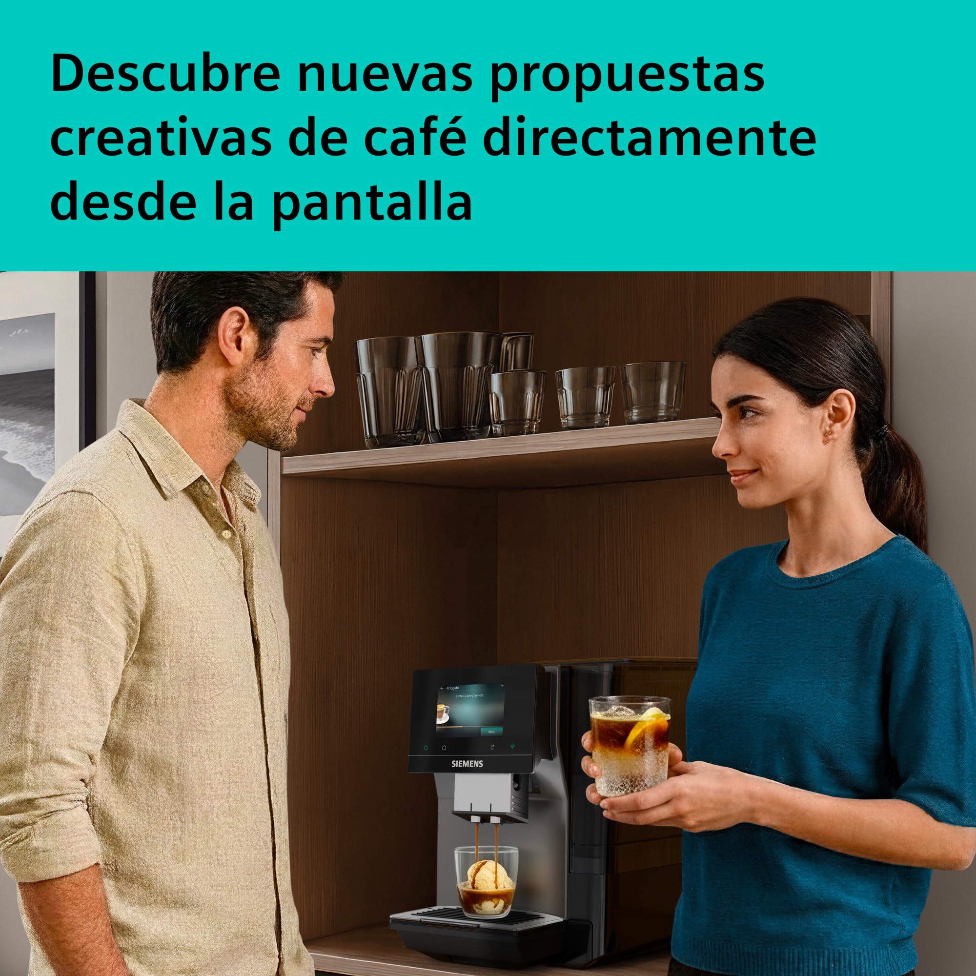 SIEMENS, Cafetera Superautomática, EQ700 iAroma, pantalla táctil, Cold Brew y Slow Brew, App Home Connect, morning haze, TP725E01