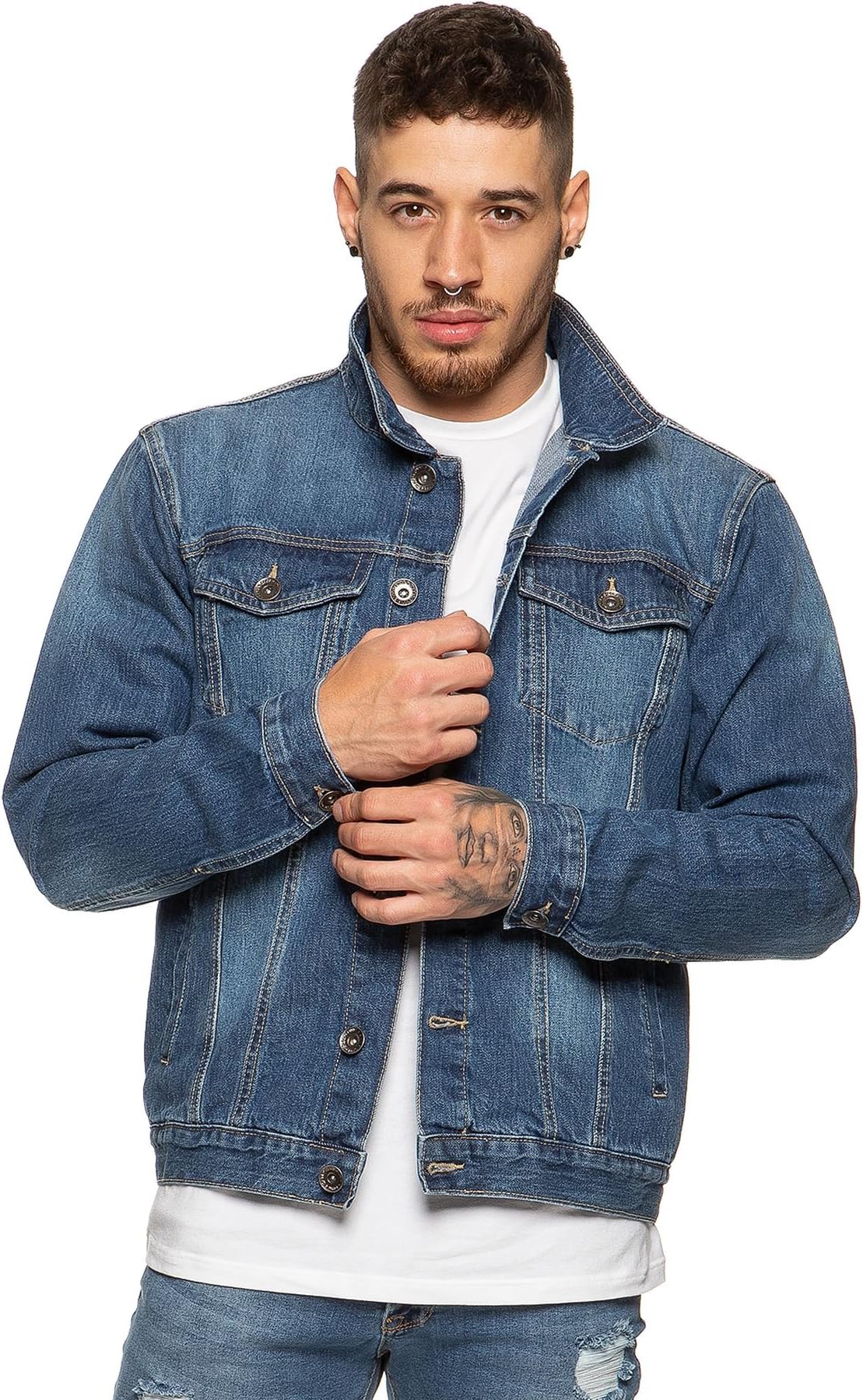 Mens Designer Denim Jacket Western Classic Style Trucker Vintage Style Coat