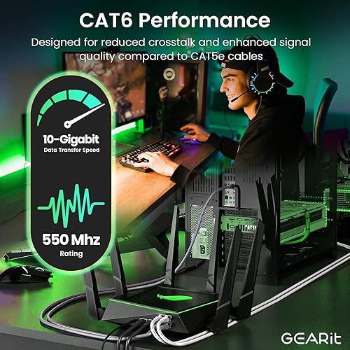 Miniatura 4 de GearIT Cable Ethernet Cat 6 Cat 6, cable de conexión Cat 6, cable Ethernet Cat6, cable de red, cable de Internet, gris de 7 pies (paquete de 10)