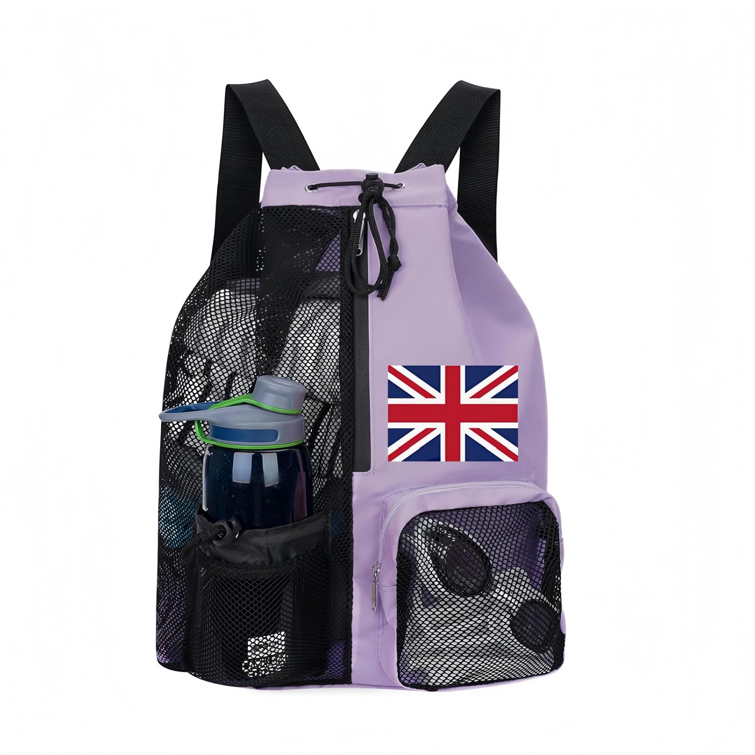 ROSSRORE Girls Swimming Bag Waterproof PE Drawstring Bag Large Oxford PE Material, with Wet &Shoe Pocket, Multi-Use Student Sports Rucksack
