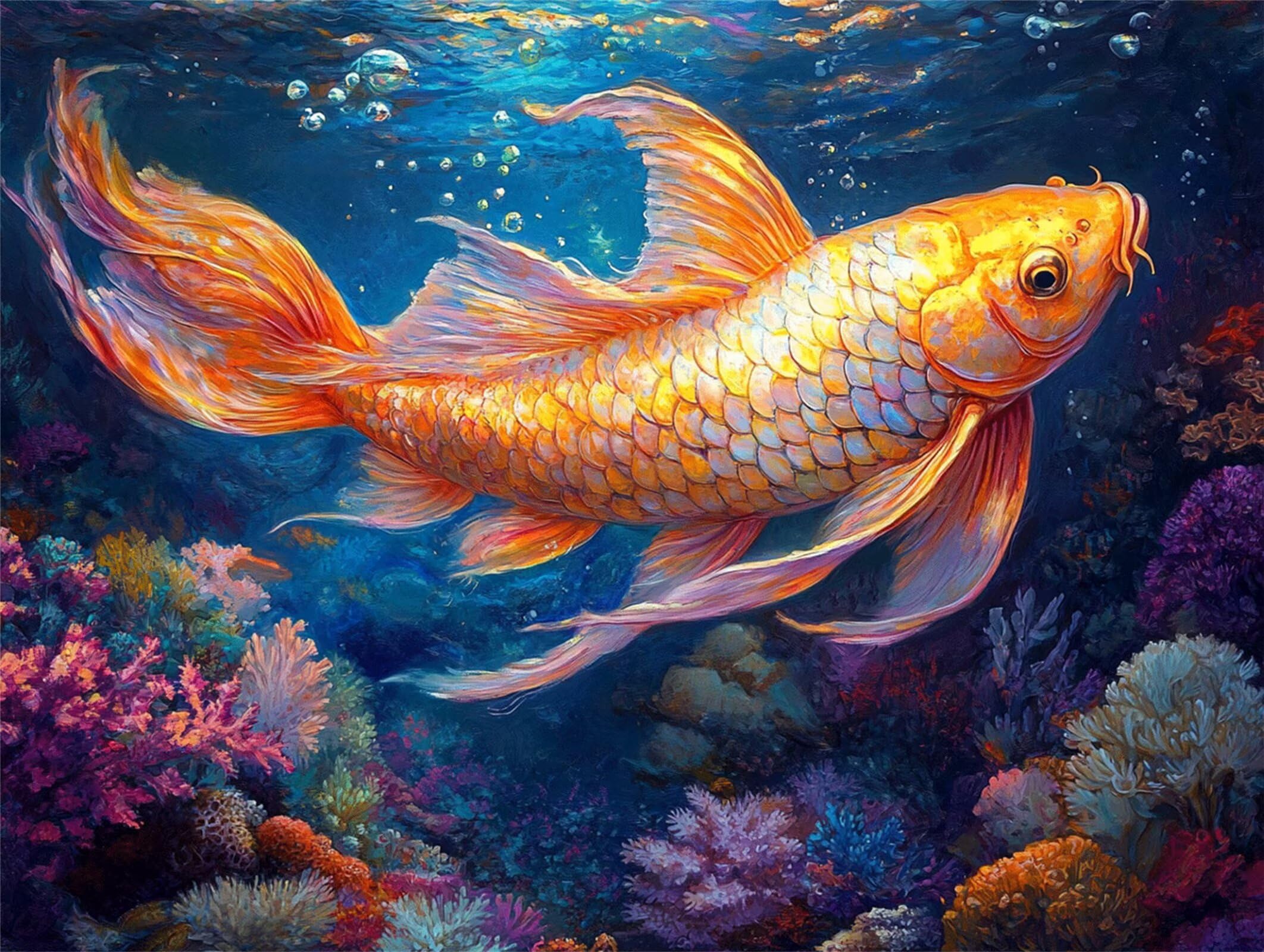 Pintar por Numeros pez Pinturas Acrilicas animal Pintura por Numeros Adultos DIY Lienzos para Pintar, Pintura Acrilica Manualidades, Decoración para Hogar, Regalos Cumpleaños, 90x120cm Sin Marco q-930