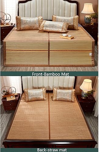 Miniatura 6 de Alfombrilla de bambú para dormir, colchón refrescante, tradicional chino, de verano, ratán, colchoneta de enfriamiento plegable y transpirable para