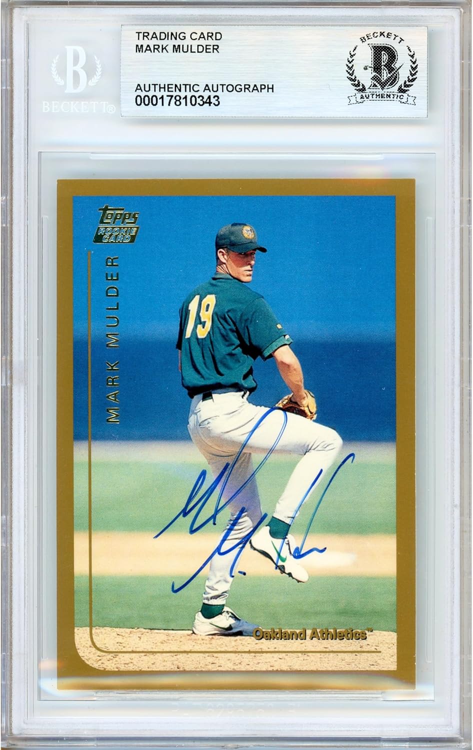 Mark Mulder Autographed 1999 Topps Traded #T8 Baseball Card Slabbed Beckett BAS Authentic Slab COA Played For Oakland Athletics MLB