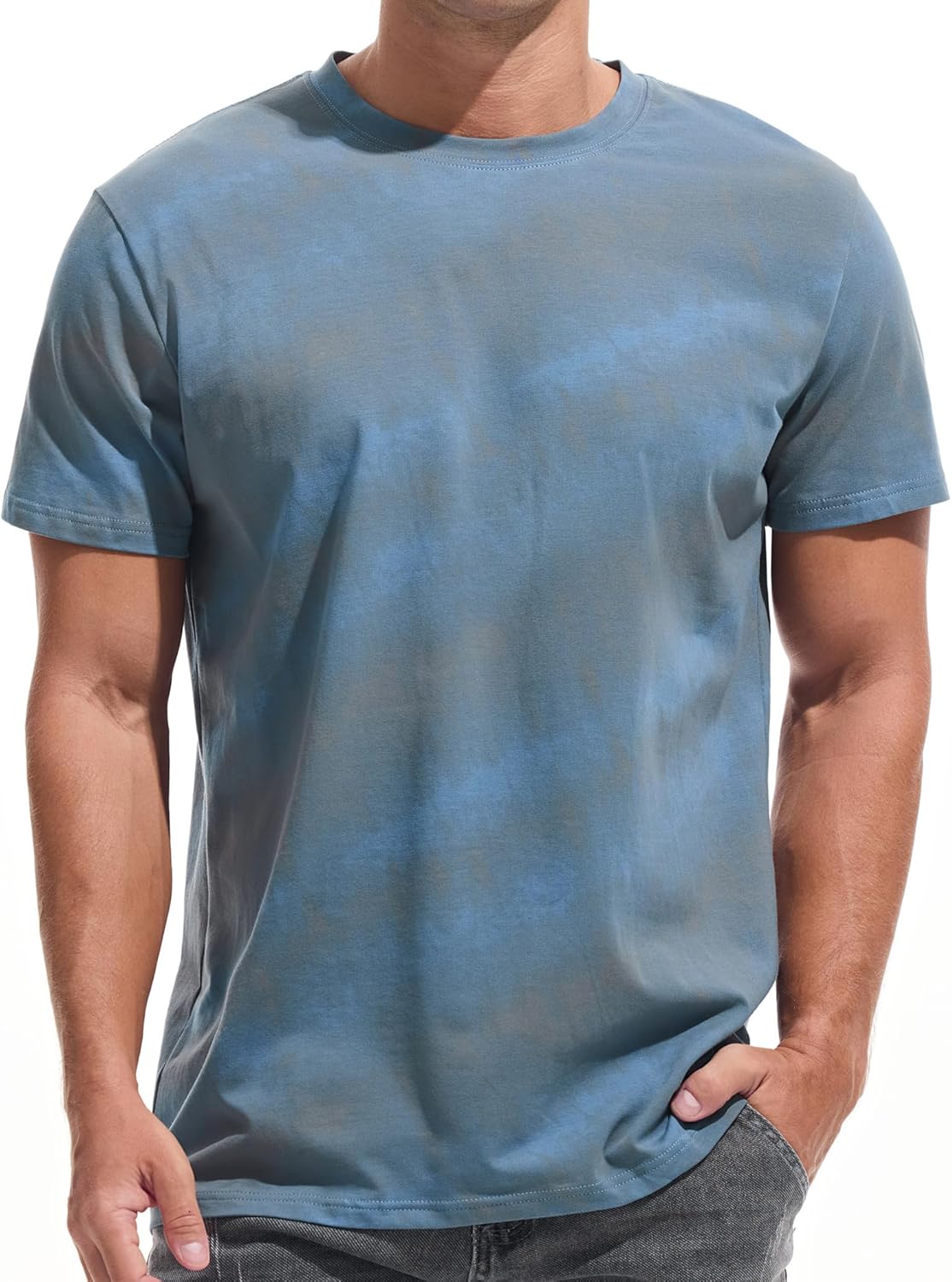 VEIISAR Men's Crew Neck T Shirt - Fitted Elastic Tees Fresh Print Tshirts - Pattern & Color 20+