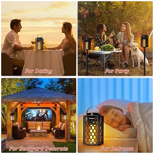 Miniatura 7 de Altavoces Bluetooth para exteriores, impermeables, portátiles, con llama LED con atmósfera de antorcha, 10 W, graves mejorados para patio, porche,