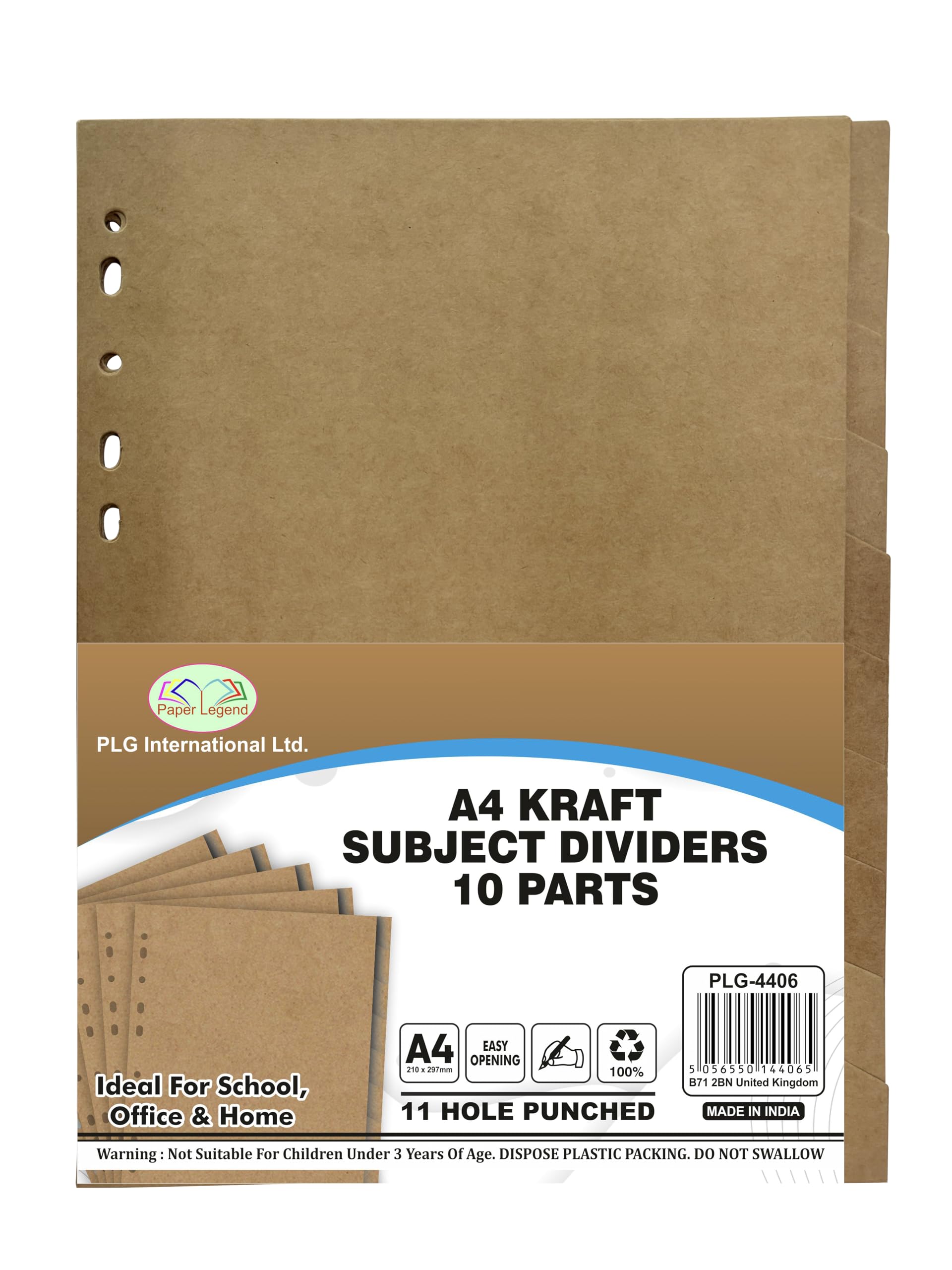 JMS we create smile A4 Kraft Subject Dividers – 10-Part Recycled Card Dividers with 11-Hole Pre-Punched Design for Ring Binders & Lever Arch Files for Office & Home. (15)