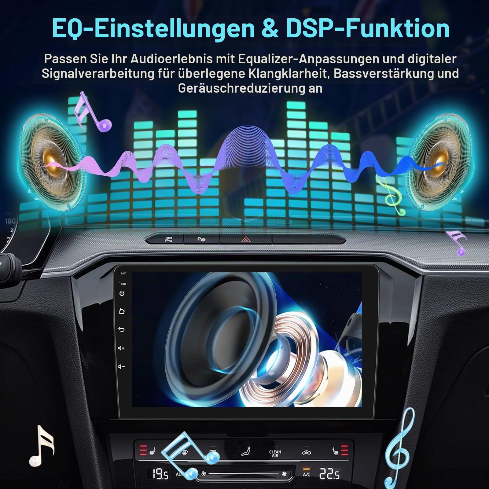 Android Autoradio für Volkswagen VW Polo 2008–2020, 9-Zoll Touchscreen Display 2+64G, Wireless CarPlay Android Auto, GPS WiFi, DSP, FM RDS Radio, Bluetooth, USB + Rückfahrkamera