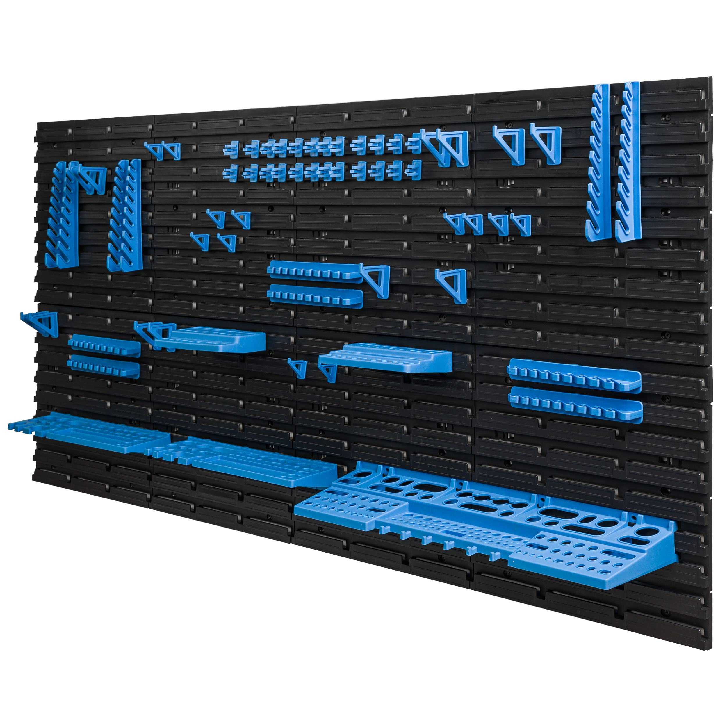 Etagère murale, système de rangement, panneau porte outils 154 x 78 cm, crochets a outils, supports, atelier garage, banc de travail, etagere outils en plastique solide