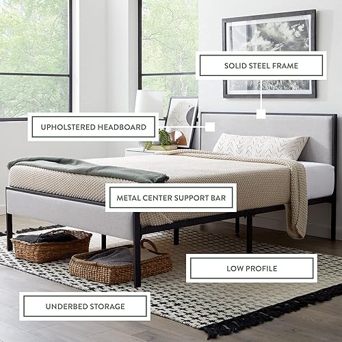 Miniatura 3 de Edenbrook Hudson - Base de cama de plataforma matrimonial con cabecera de almacenamiento debajo de la cama, marco de cama matrimonial, no necesita