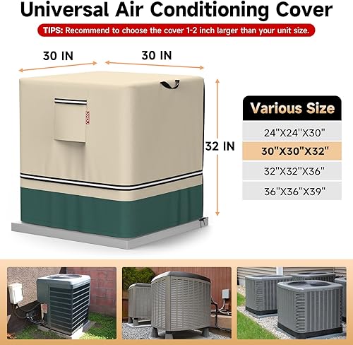 Vista 22 de LXKCKJ Air Conditioner Cover for Outside Units - 420D Heavy-Duty Waterproof Winter AC Cover, All-Weather Protection for HVAC Condenser Units, Fits