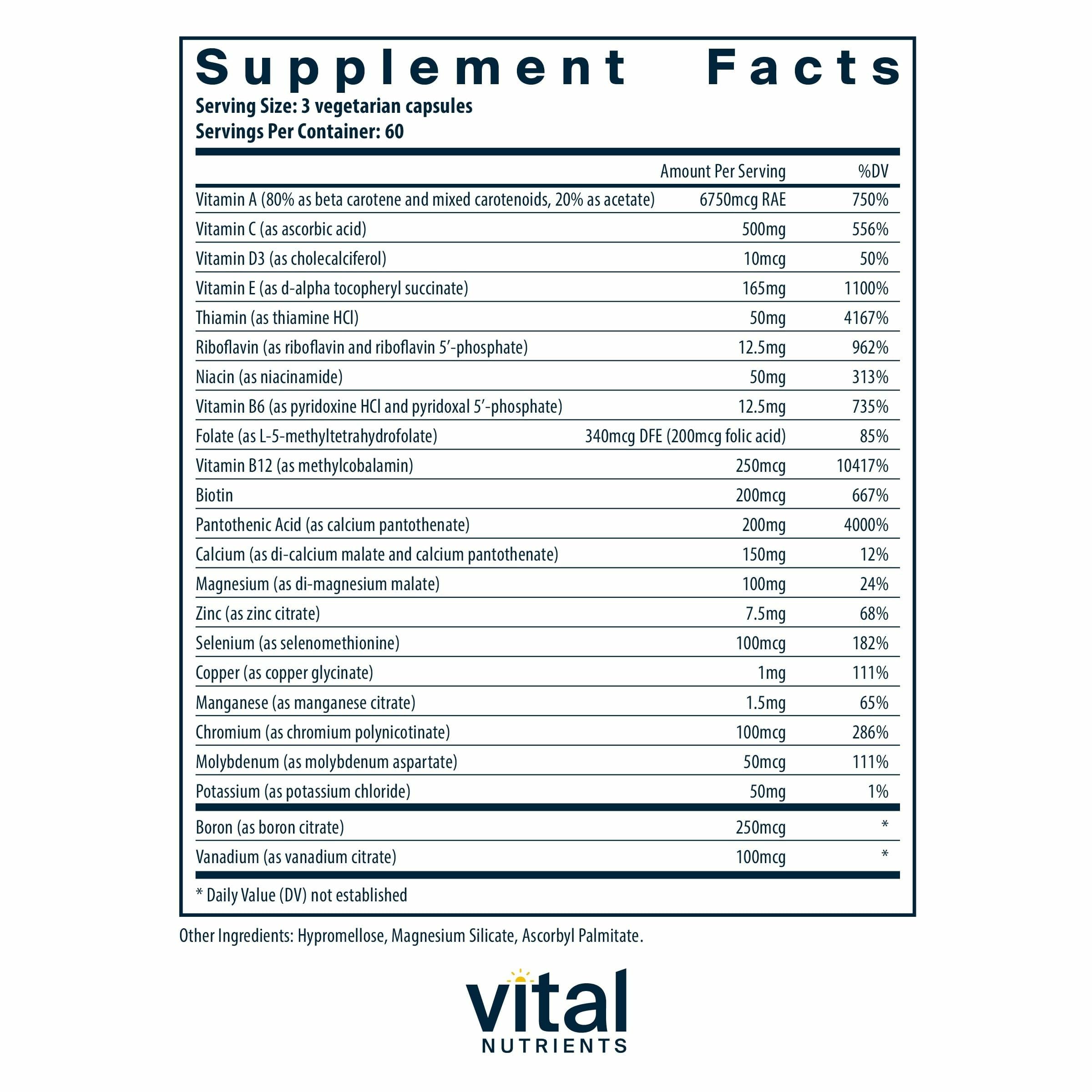 Vital Nutrients Multi-Nutrients (No Iron or Iodine), 180 Capsules — Amazon image 2