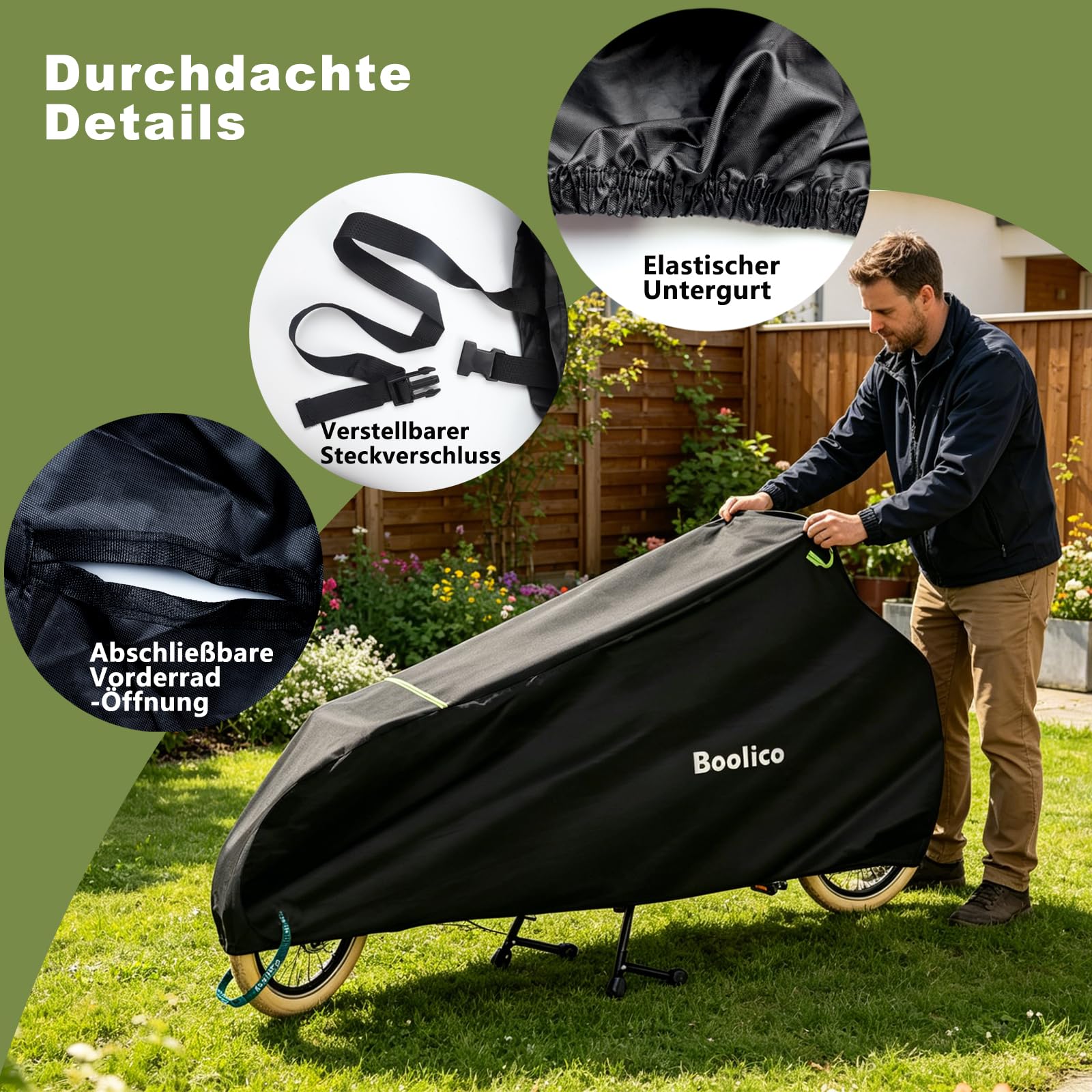 Housse de protection pour roue de charge 420D Oxford - Imperméable - Extra longue - Housse de protection pour vélo Cargo Bike à une voie - Bâche de protection pliable - Double couture