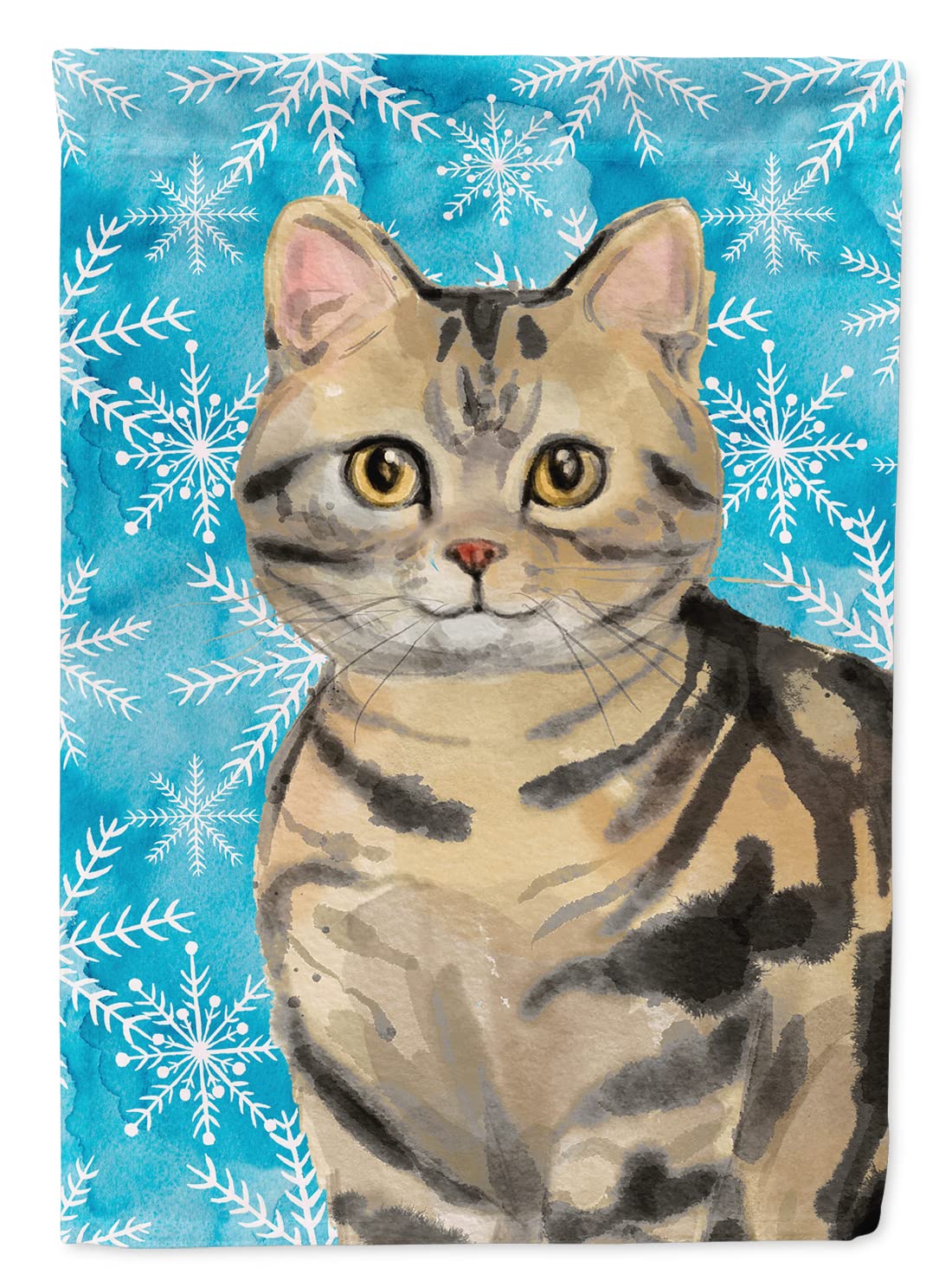 Drapeau chat American Shorthair pour décorer le jardin en hiver sous la neige