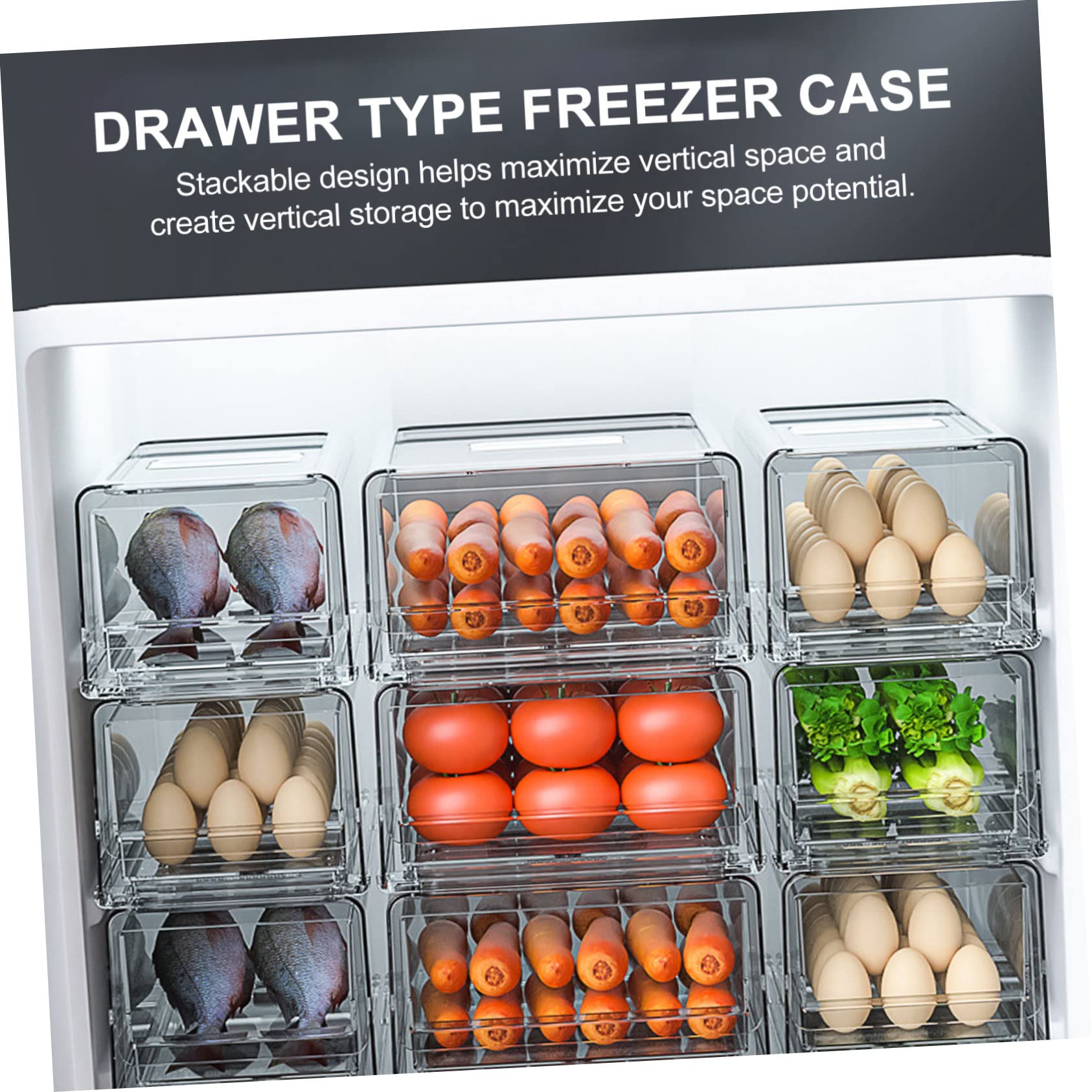 Caja Organizadora de Nevera Extraíble de Gran Resistente Antideslizante para Almacenamiento Práctico de Frutas Verduras y Alimentos Congelador y Cocina