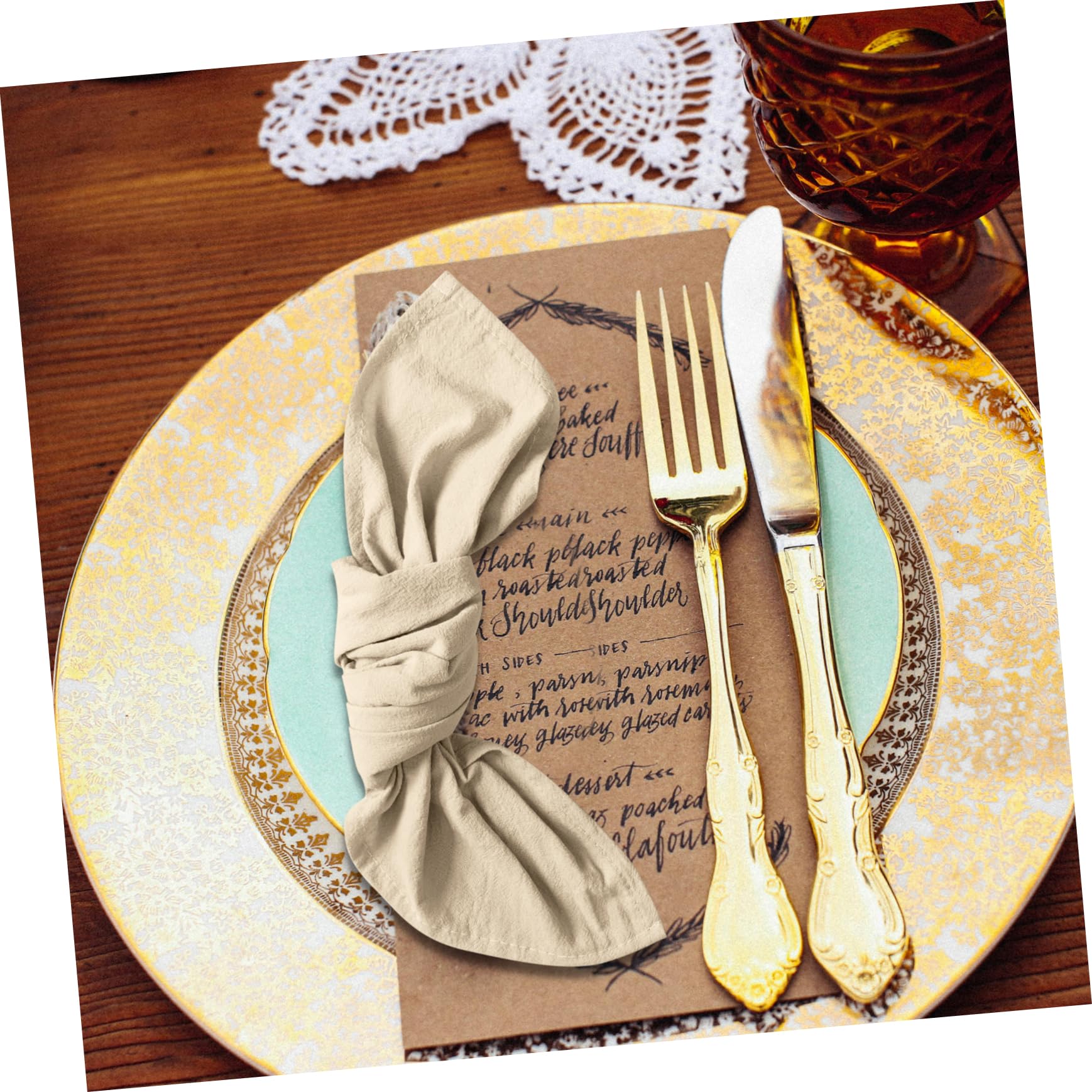 12 Weiche Baumwollservietten Beige Waschbar und Wiederverwendbar 40cm für Familienessen Tischservietten aus Baumwolle