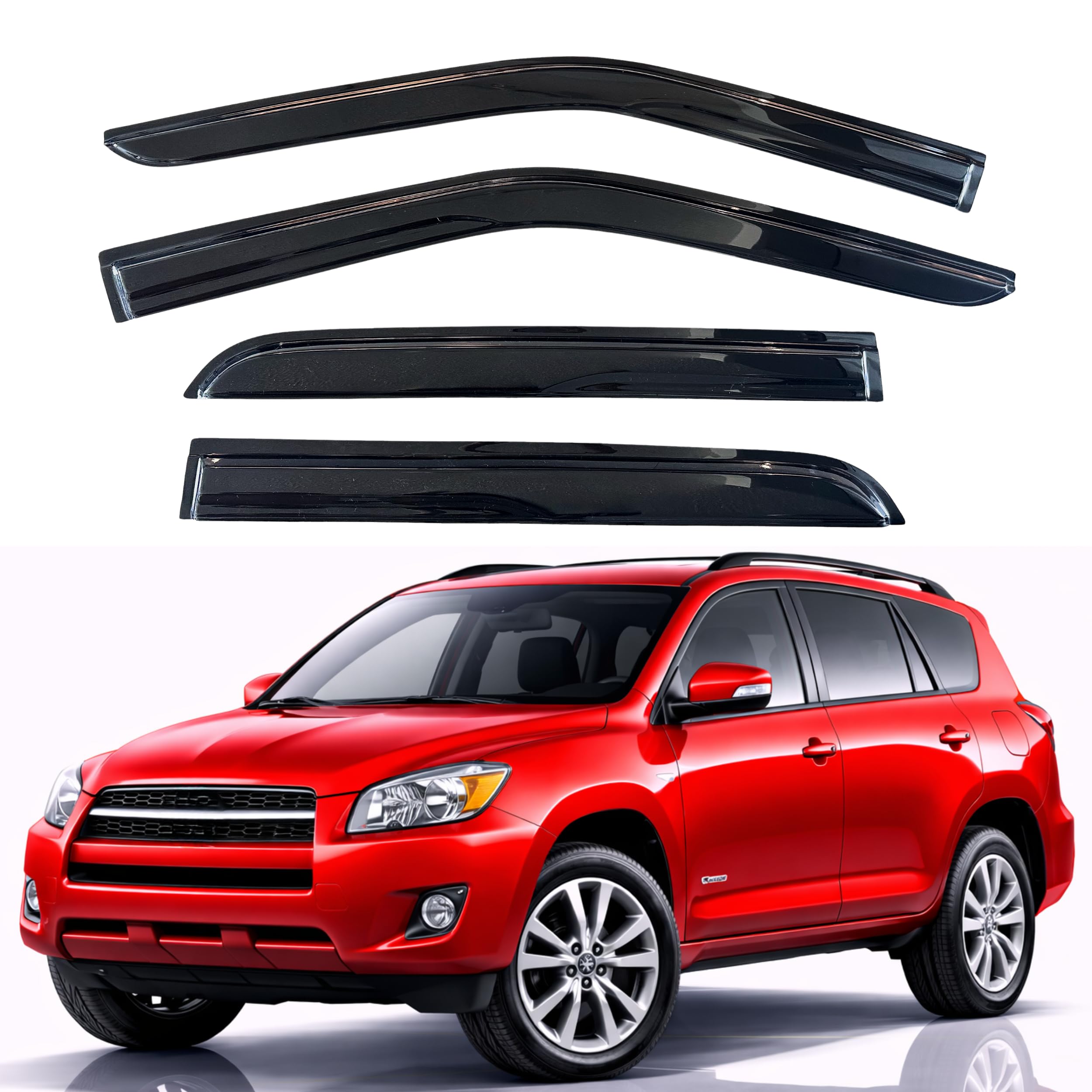 KPY Rain Guards Fit for 2006-2012 Toyota RAV4, Out-Channel Window Visors Vent Wind Deflectors 4PC, Car Accessories for 06-12 RAV4