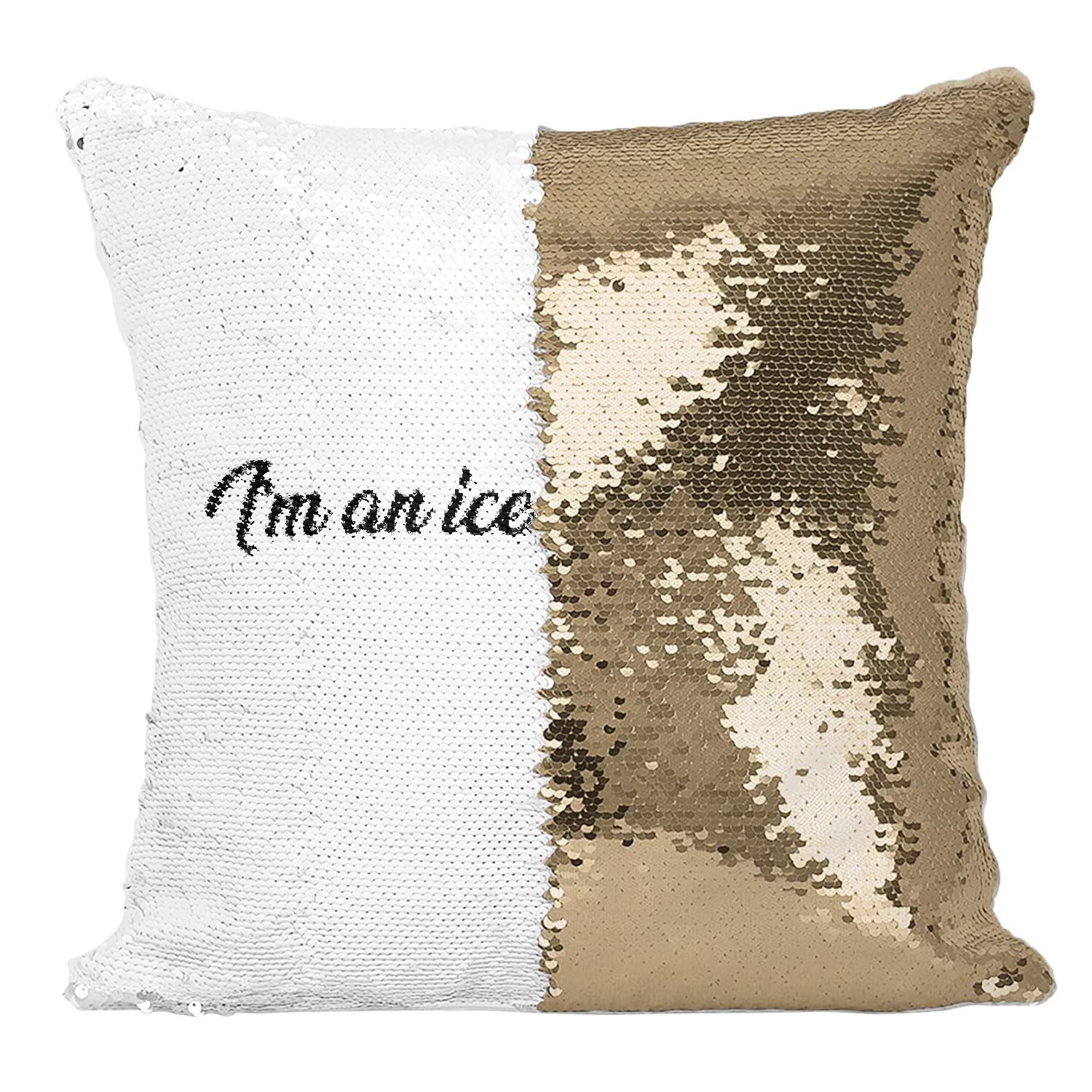 Coussin Sequin Paillettes Doré et Housse Glace pour Illuminer Votre Intérieur