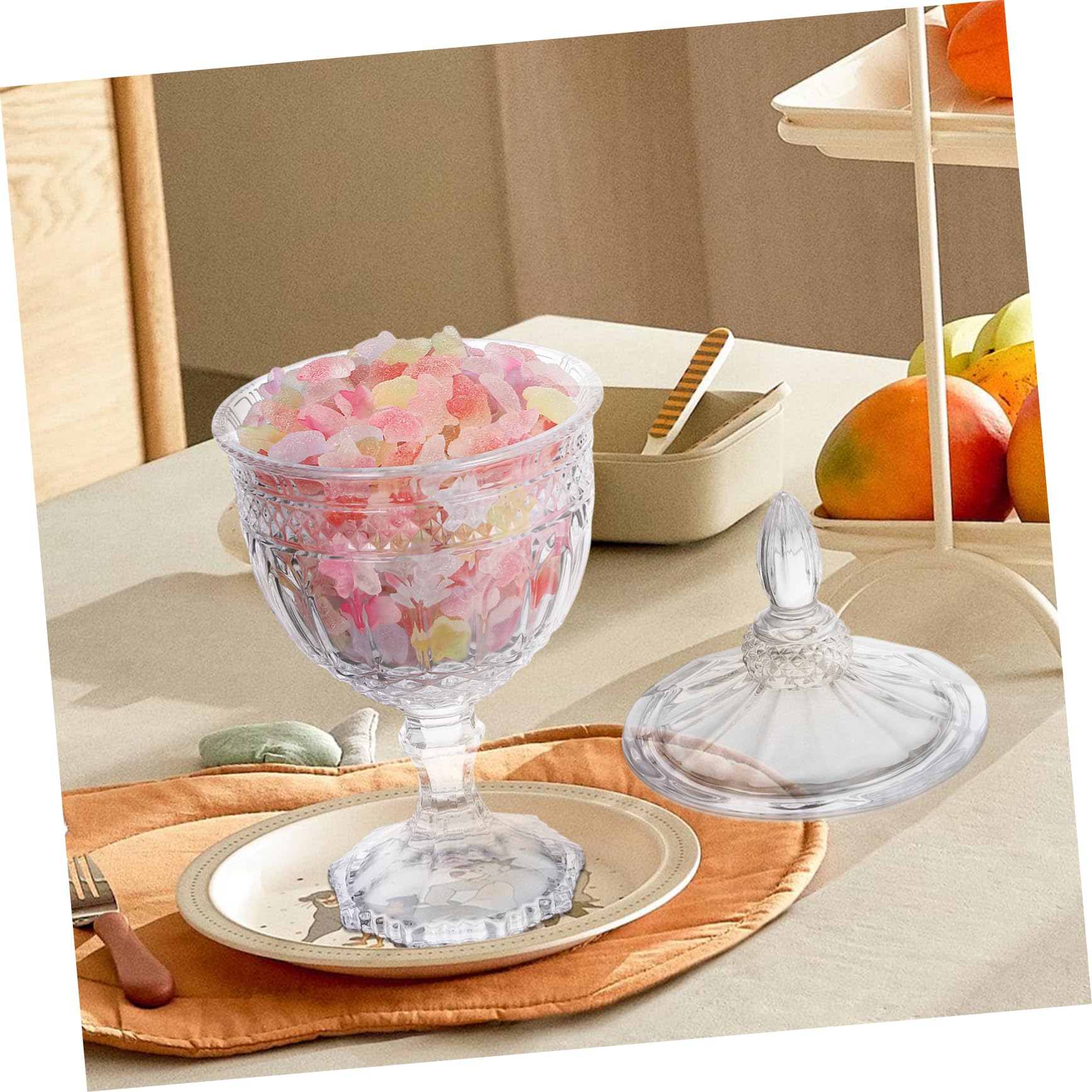 LABRIMP Bonbonnière en Verre Couvercle, Bocal de Rangement Décoratif Style Européen, pour Bonbons et Snacks et Mariage Décoration Intérieure