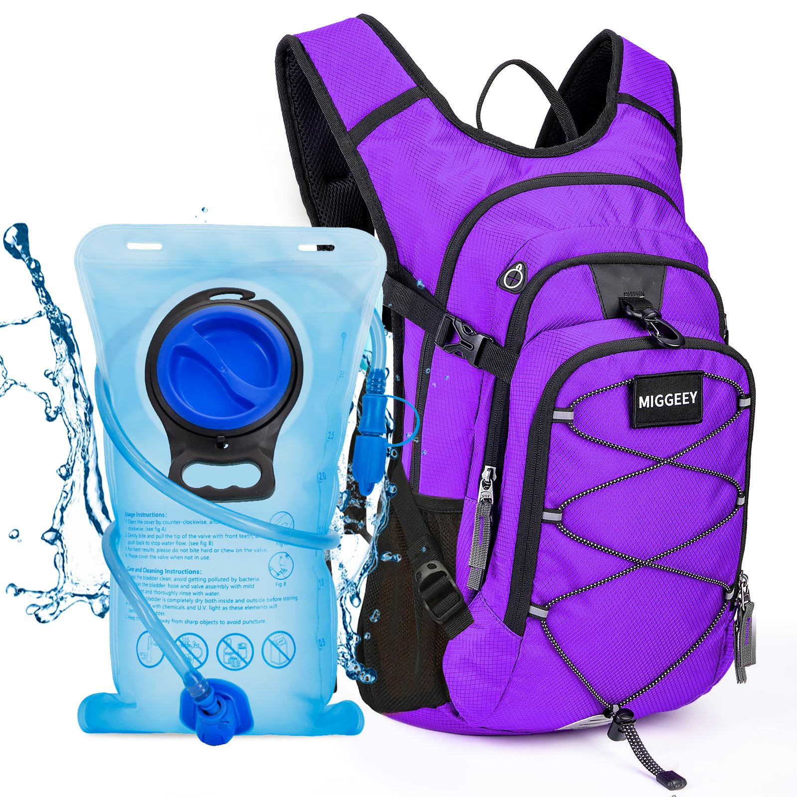 MIGGEEY Hydration Rucksack 18L mit Trinkblase 3L, große Lagerung Wandern Daypack für Männer Frauen, Fahrradrucksack, Laufrucksack Trinkrucksack, Wasserdicht Sportrucksack Hydration Rucksack