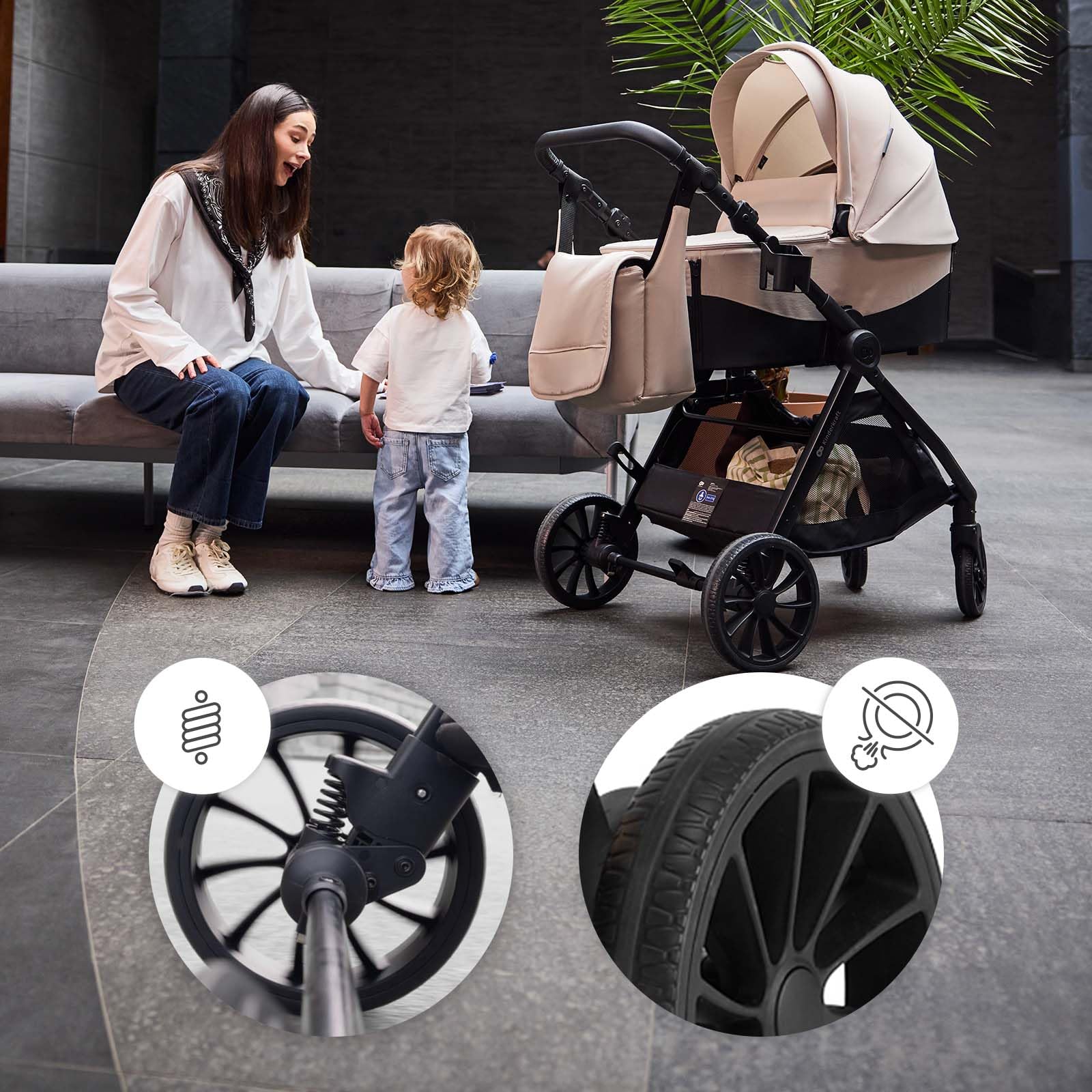 Kinderkraft VESTO 2 Kombikinderwagen 2-in-1, Buggy & Babywanne, ab Geburt bis 22 kg, beidseitige Sitzeinheit, faltbar self-standing, Federung, Travel System, Grau