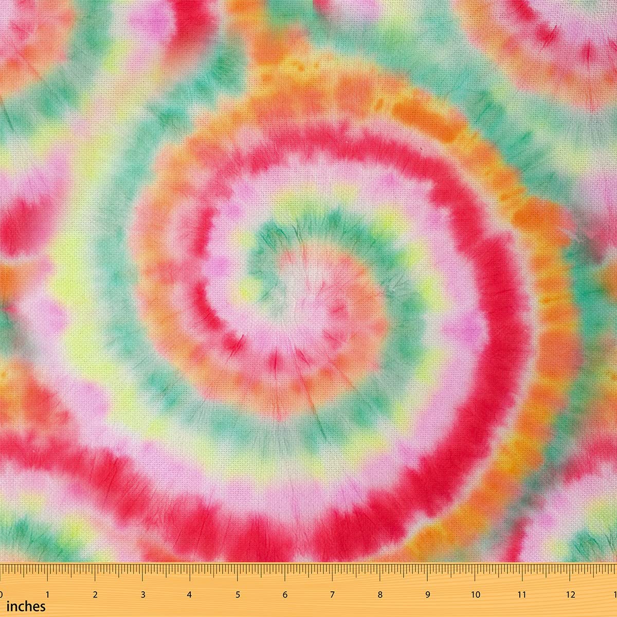 Tissu tie-dye au mètre pour chaises arc-en-ciel ombré en spirale pour loisirs créatifs, aquarelle, girly rose, rouge, style bohème, décoratif, imperméable, 3 m