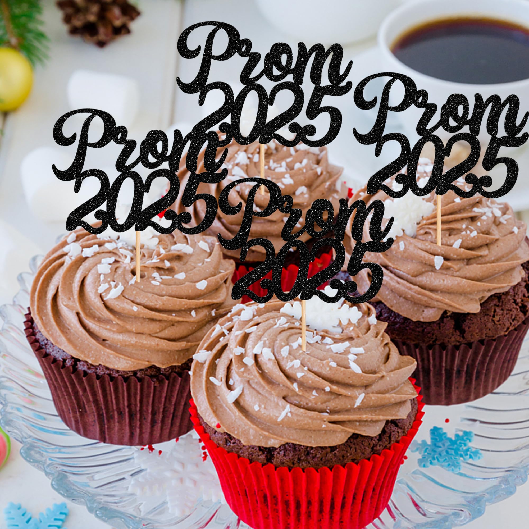 Xsstarmi 24 Pack Prom 2026 Cupcake Toppers Glitter Diploma Done Graduation Cupcake Picks for Class of 2026 College Graduation Prom Party Cake Decorations Supplies Black - Image 3