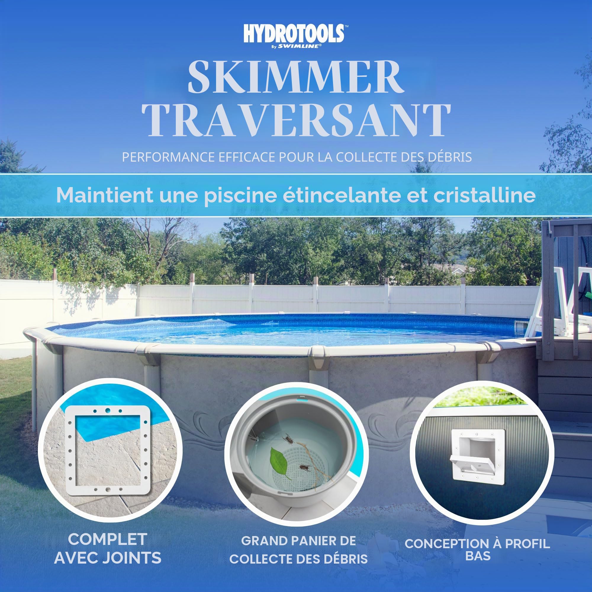Hydro Tools 8940 Écumoire complète Standard en ABS pour Piscine Hors Sol