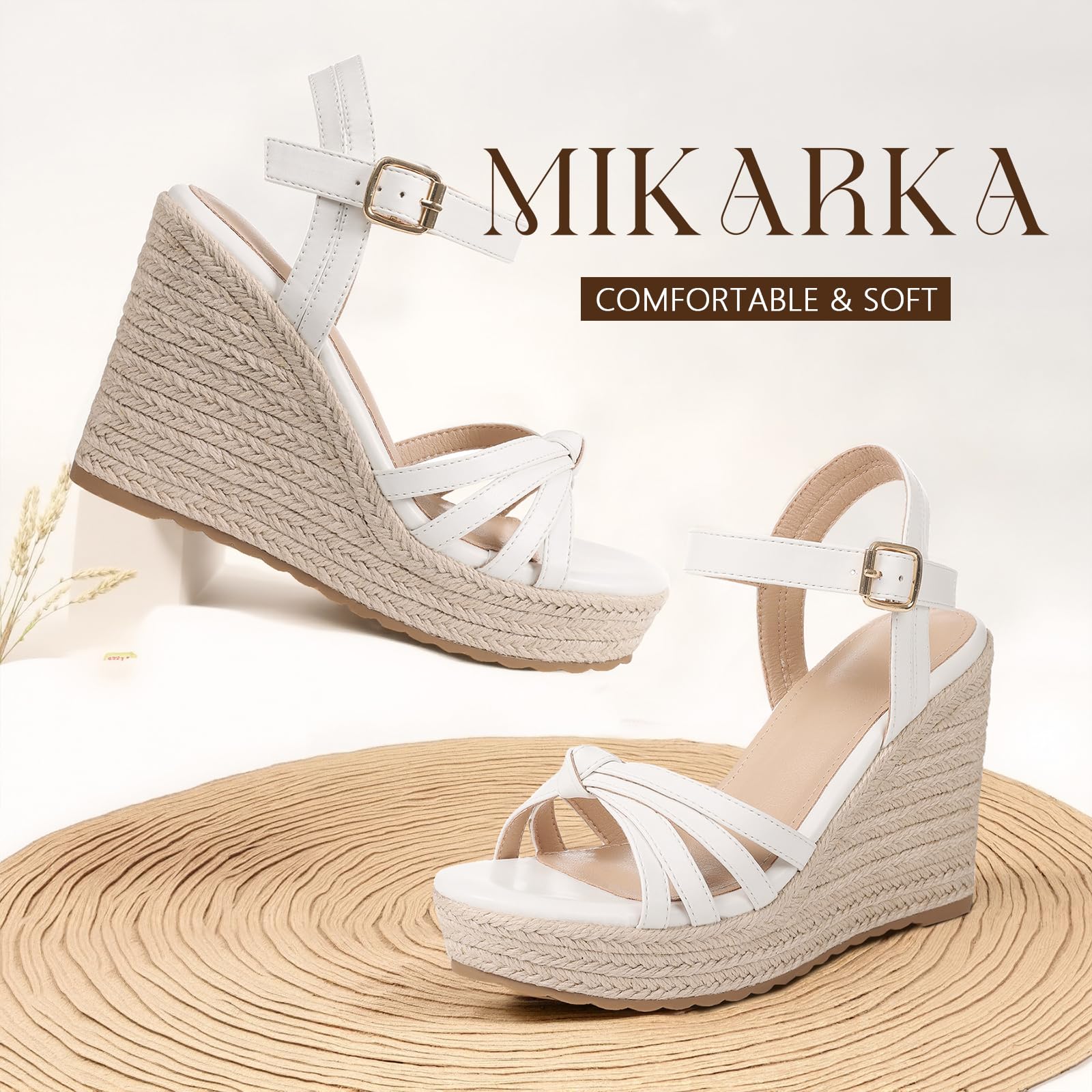 mikarka Sandals for Women 2025: Comfortable Wedge Platform Sandals Women - Braided Espadrilles for Women Ankle Strap Open Toe Wedges Heels Beach Sandals Summer Shoes: mikarka Sandals for Women, Platform Ankle Strap Womens Sandals Open Toe Espadrille Wedge Sandals for Women Concise Casual Summer Womens Shoes