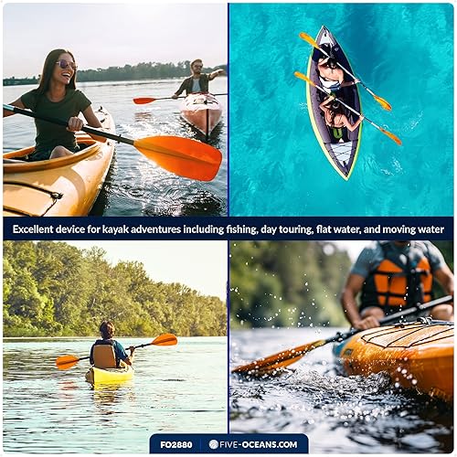 Miniatura 6 de Five Oceans Remas de kayak, pala de pesca de kayak de 84 a 7 pies, eje de aluminio desmontable de alta resistencia, cuchillas de fibra de vidrio